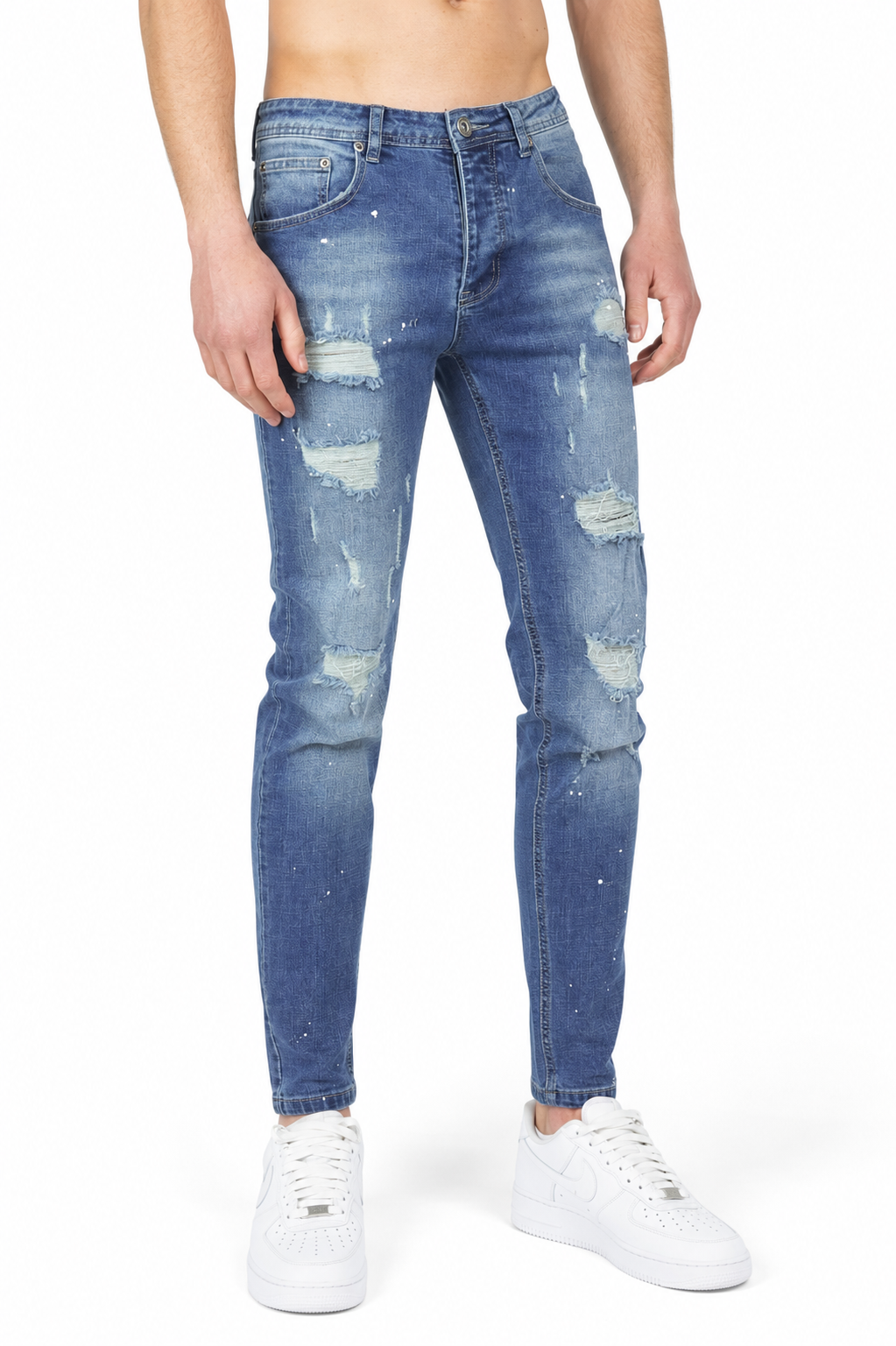 Denim Splashed Jeans Blauw