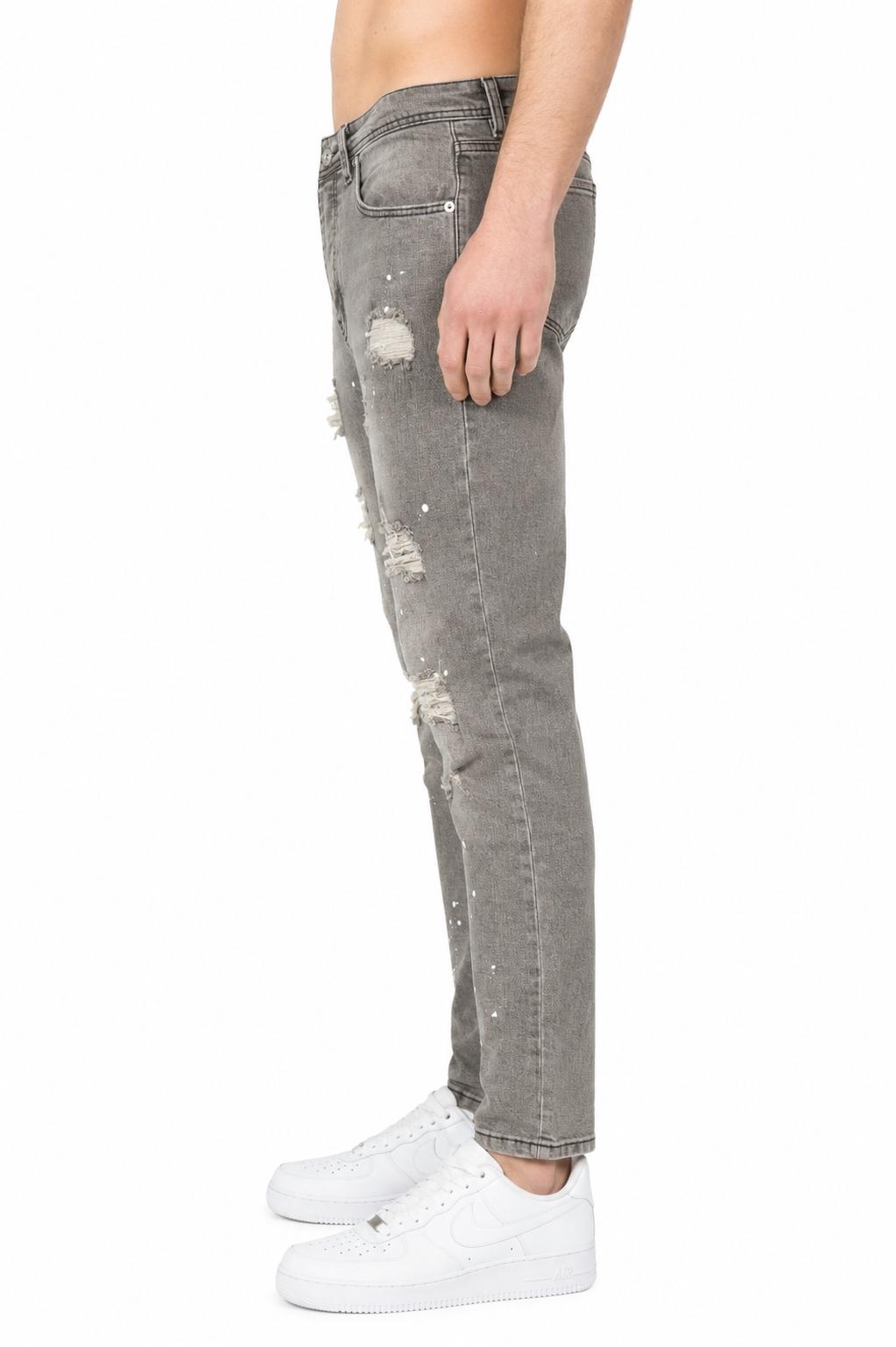 Jeans in denim schizzato Grigio