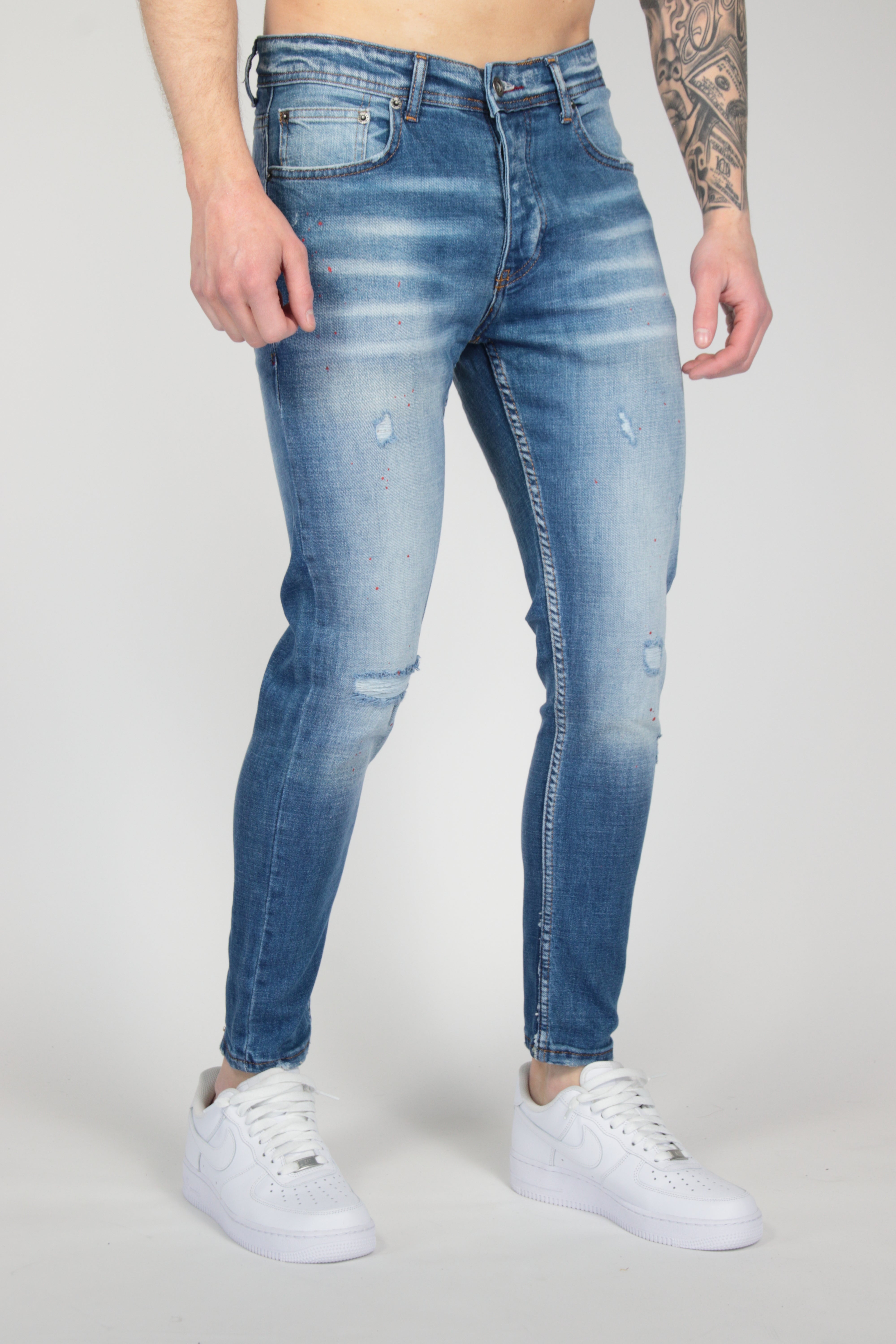 Skinny Jeans Splashed Light Blue