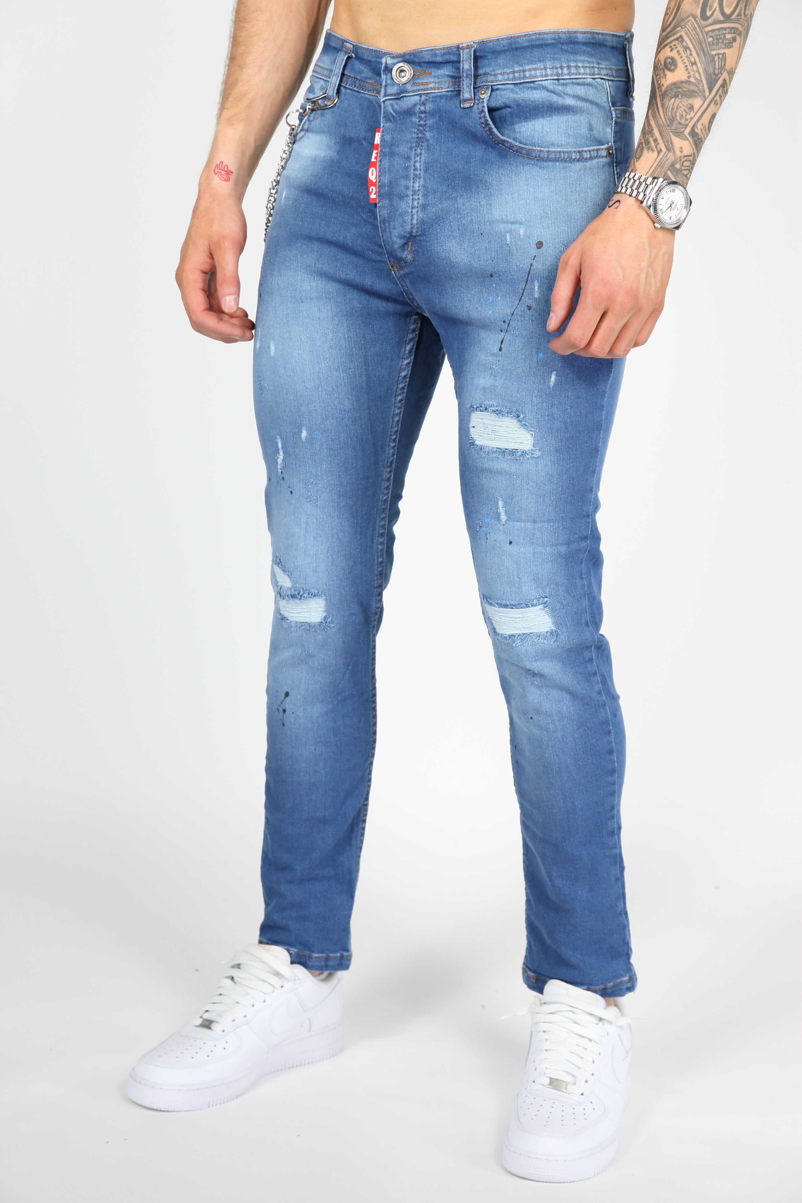 The painted rebel skinny jeans blue
