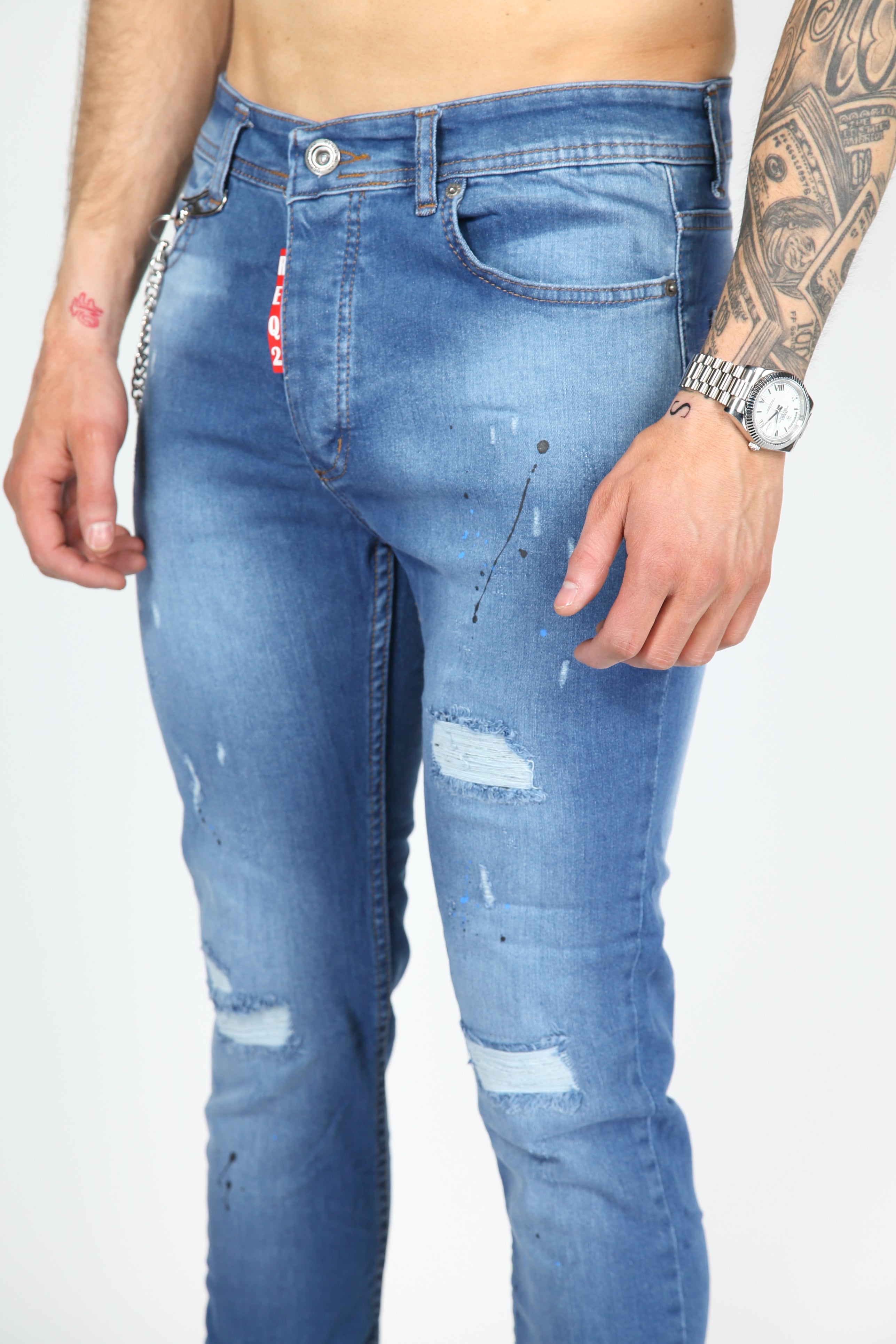The painted rebel skinny jeans blue