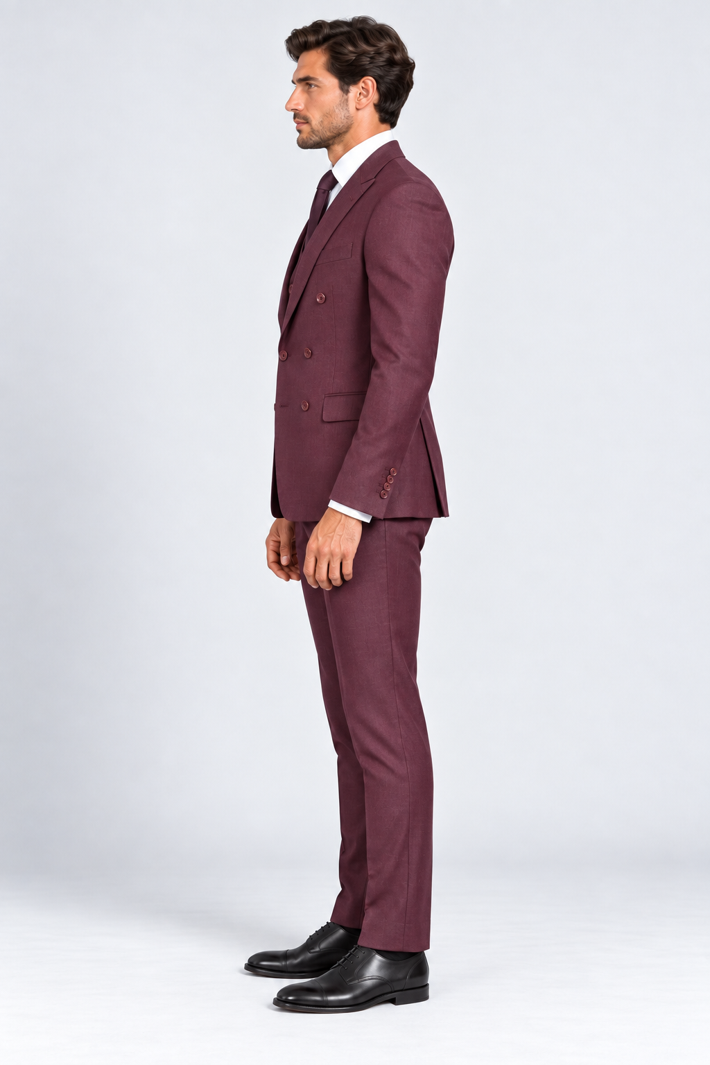 Romano Double Breasted Suit Burgundy