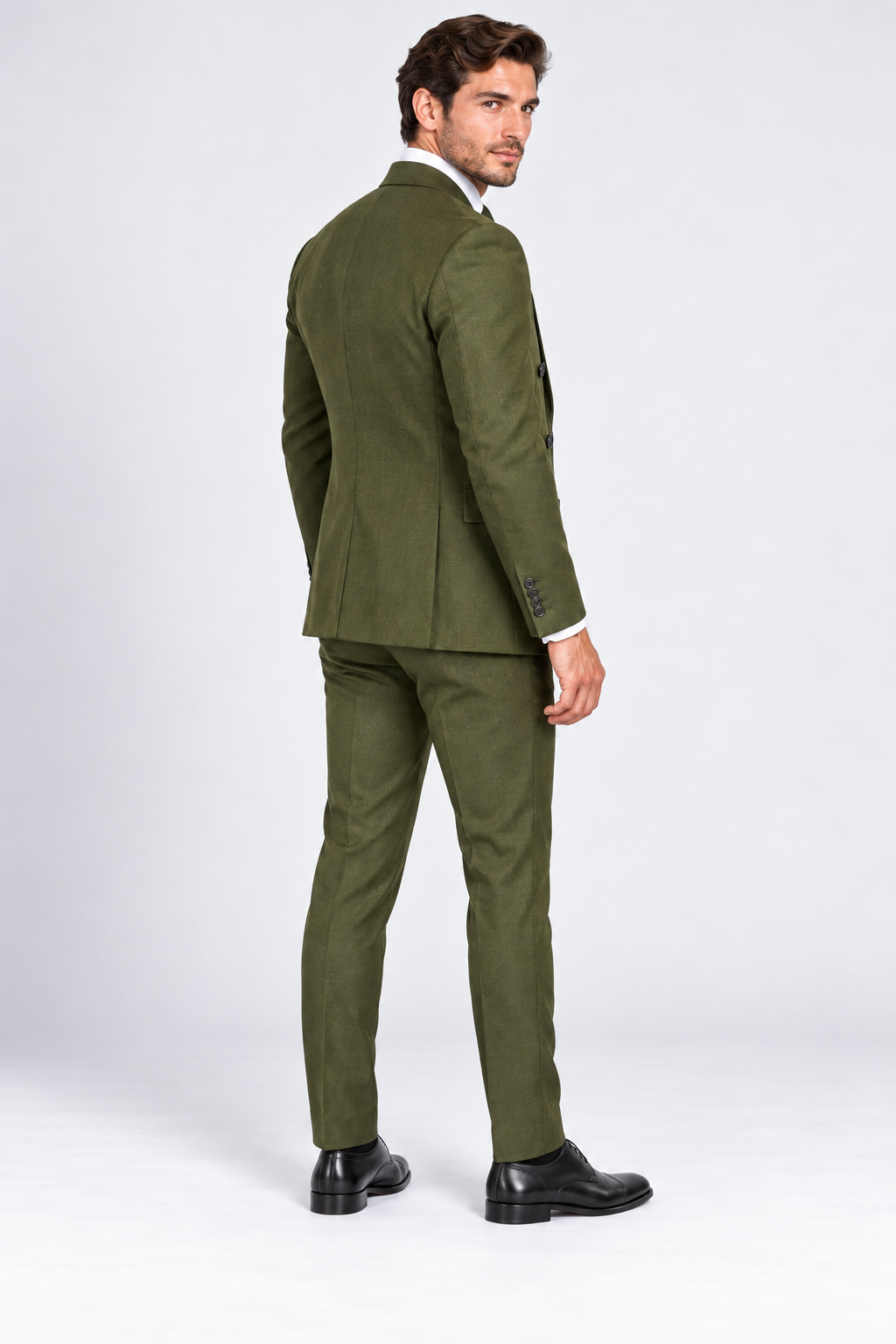 Romano Double Breasted Suit Olive Green