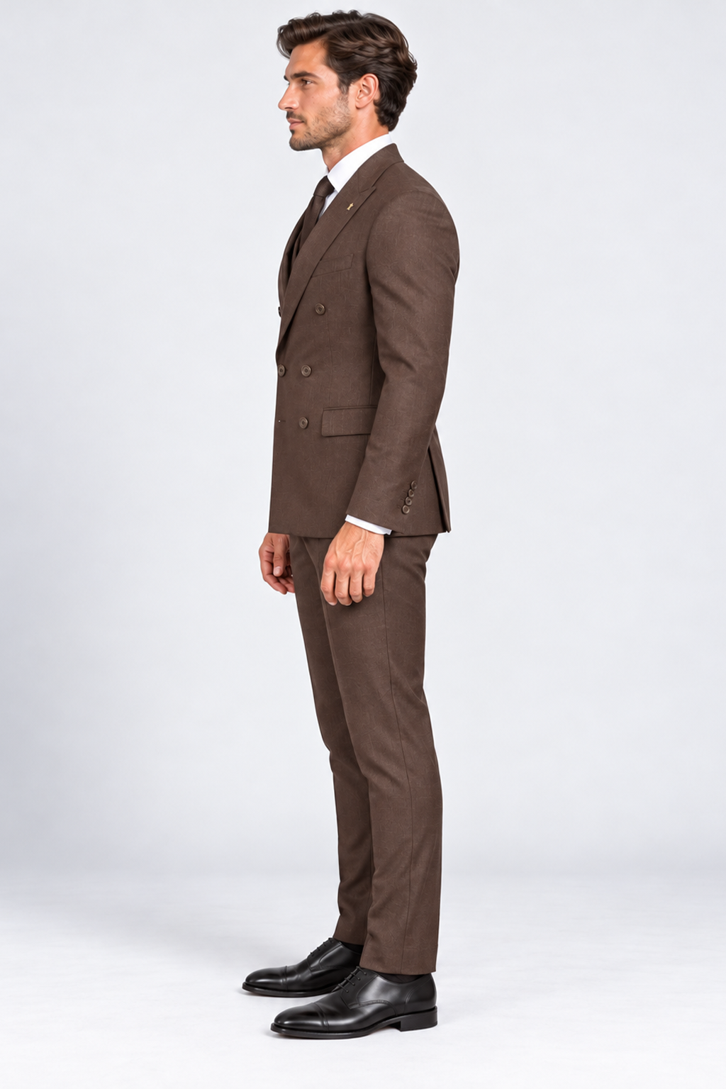 Romano Double Breasted Suit Bruin