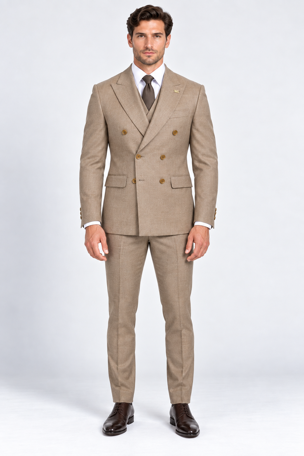 Romano Double Breasted Suit Taupe