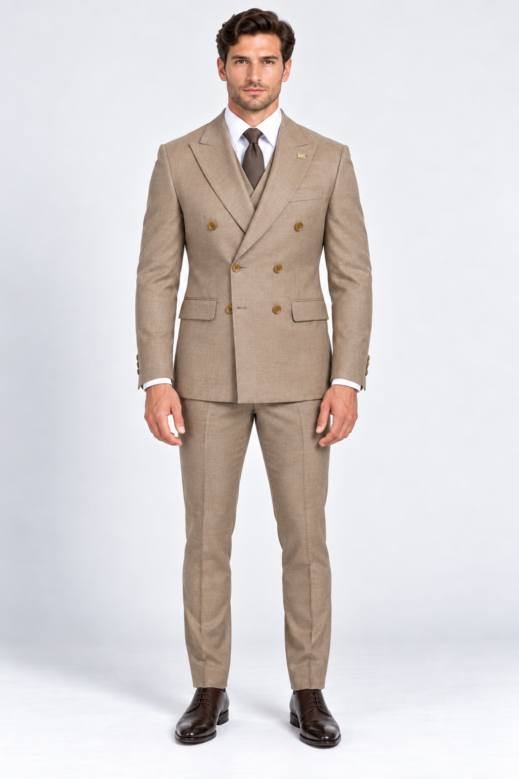 Romano Double Breasted Suit Taupe