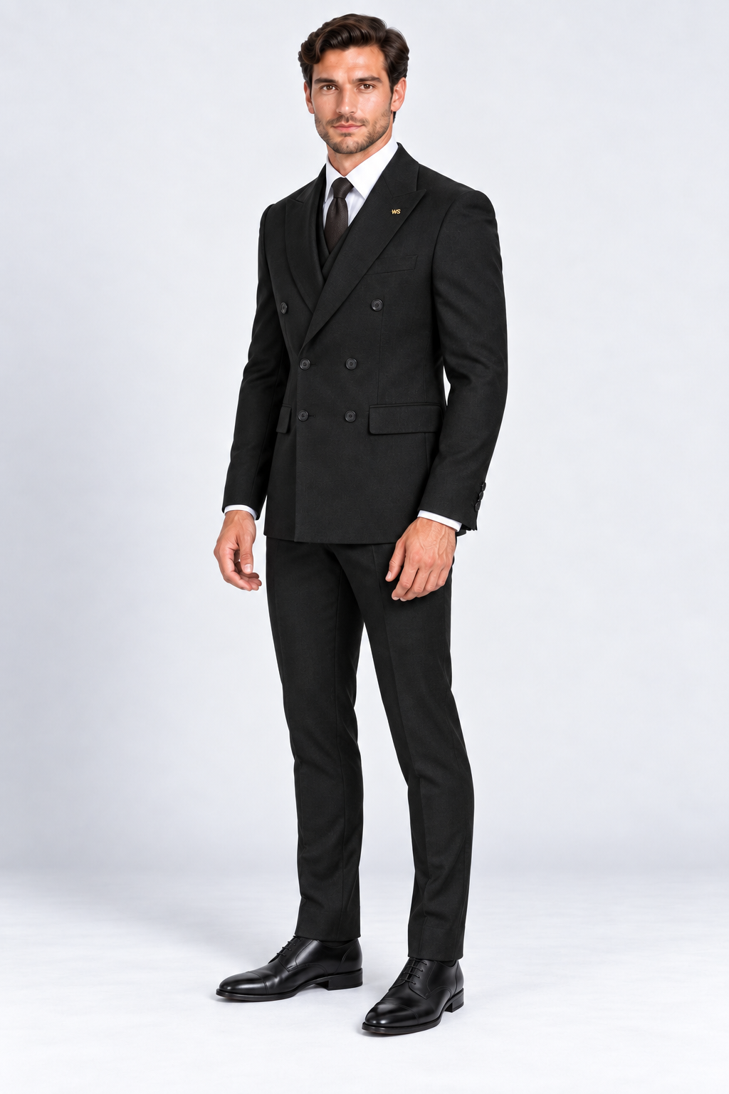 Romano Double Breasted Suit Zwart