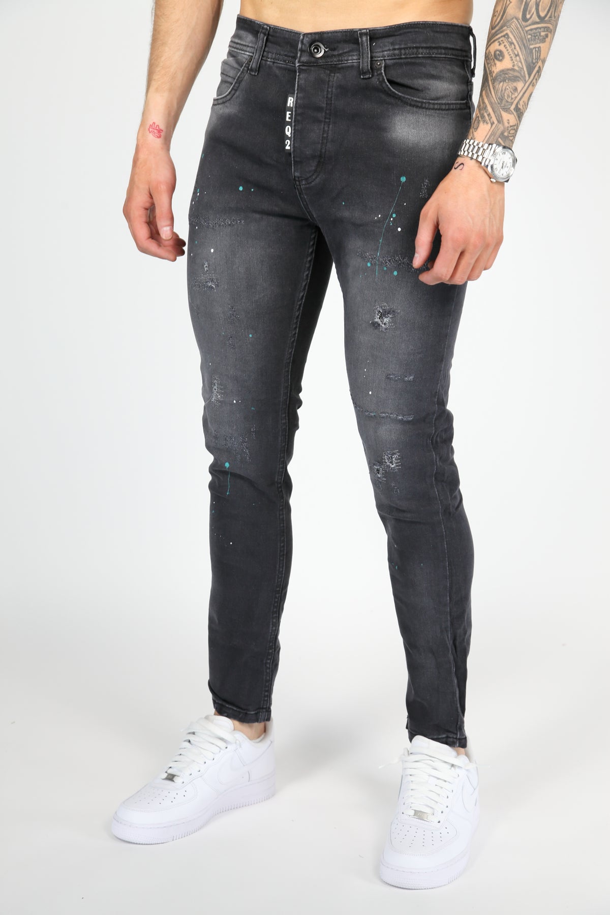 The Splatter Skinny Jeans Antraciet