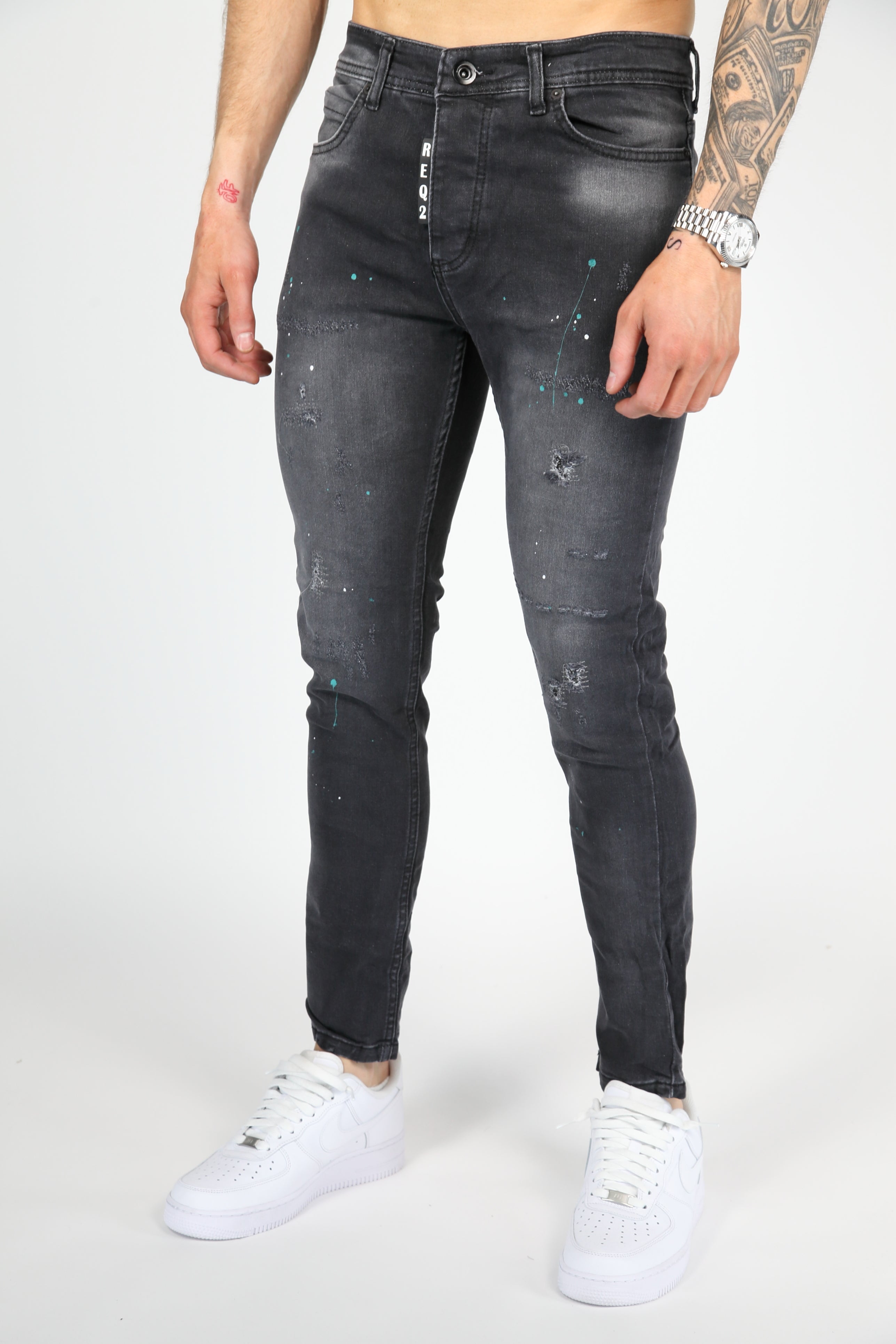 The Splatter Skinny Jeans Anthracite