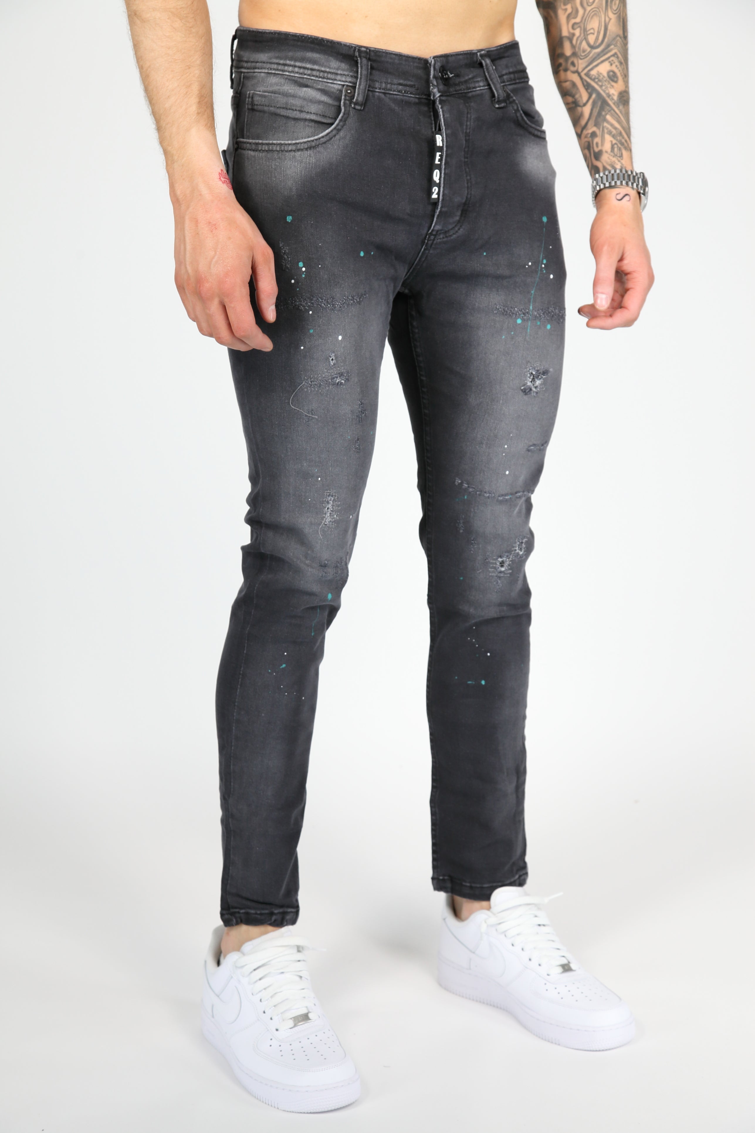 The Splatter Skinny Jeans Anthracite