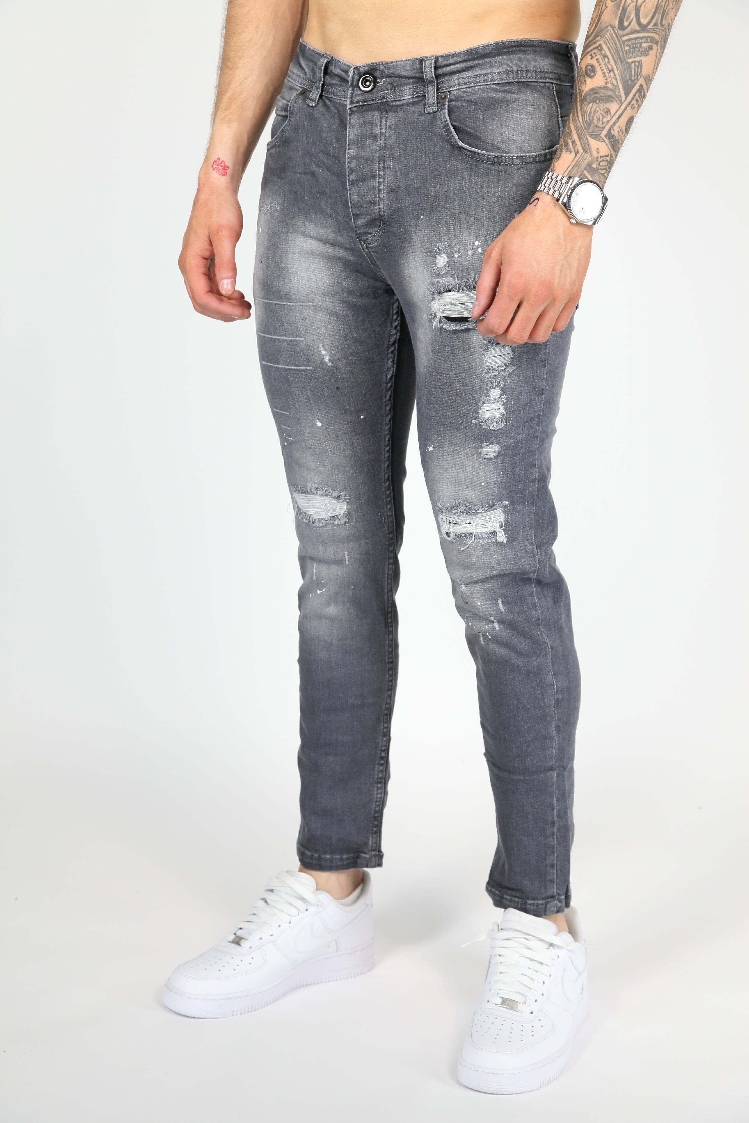 The Splatter Skinny Jeans Gray