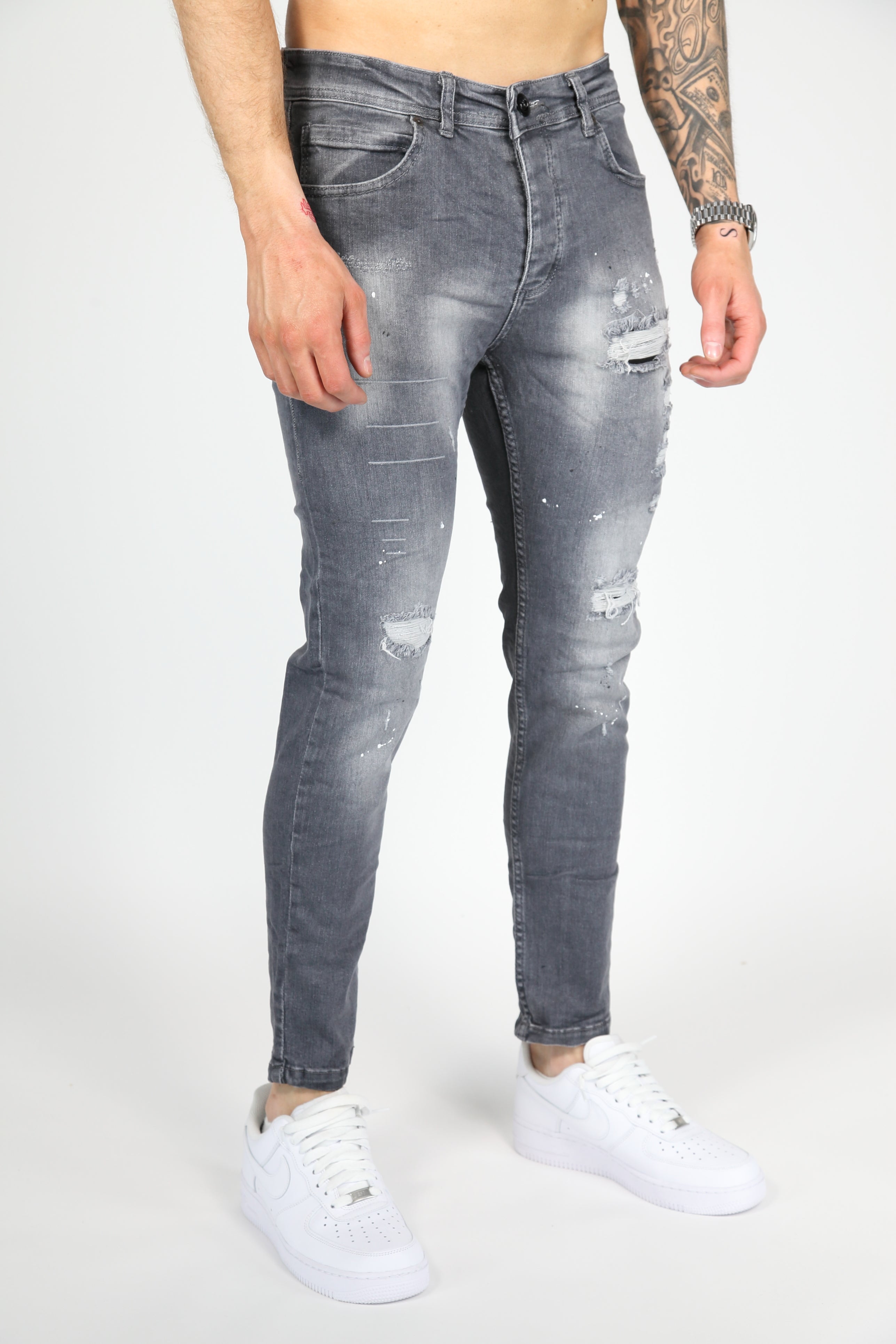 The Splatter Skinny Jeans Gray