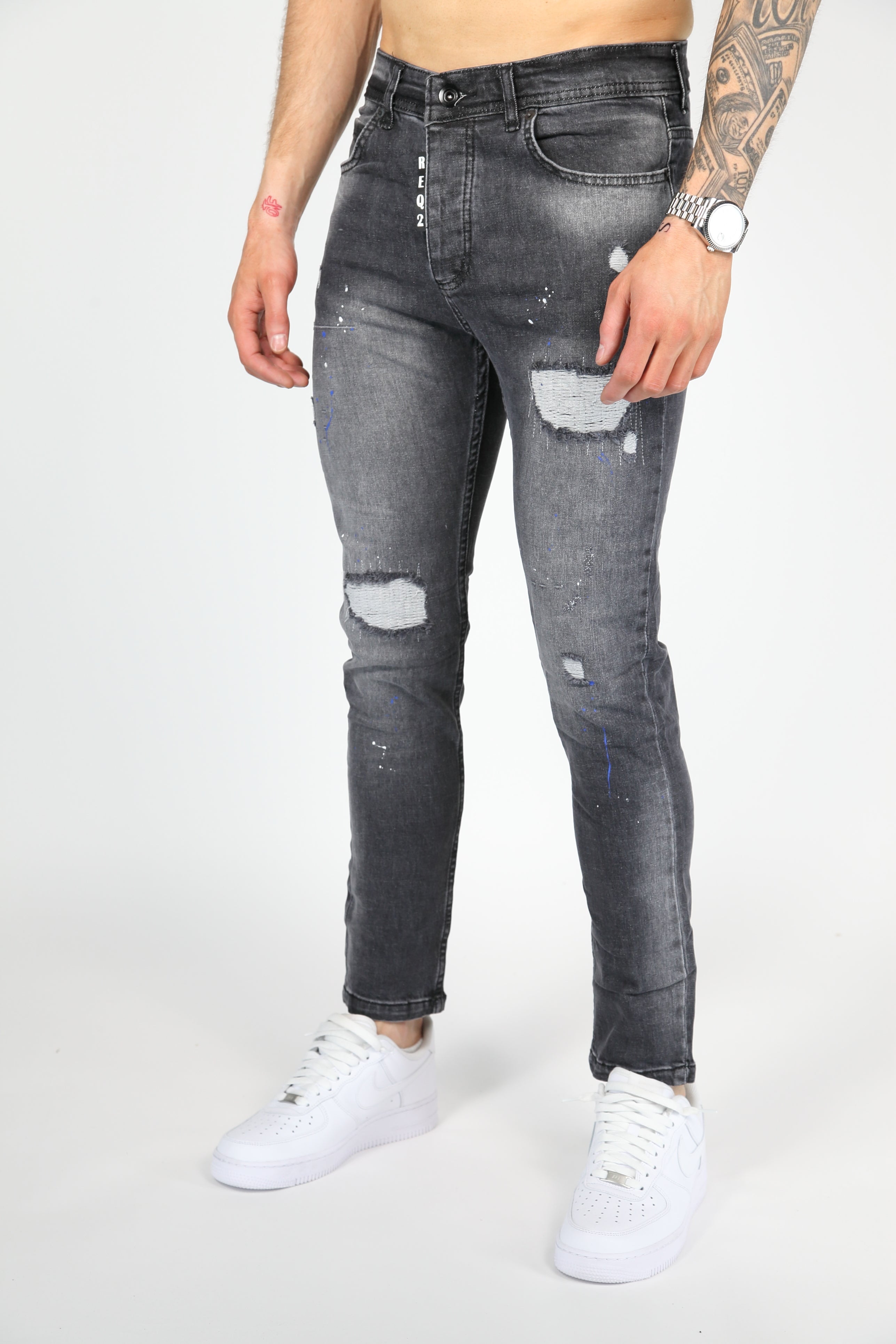 The Street Damage Skinny Jeans Anthracite