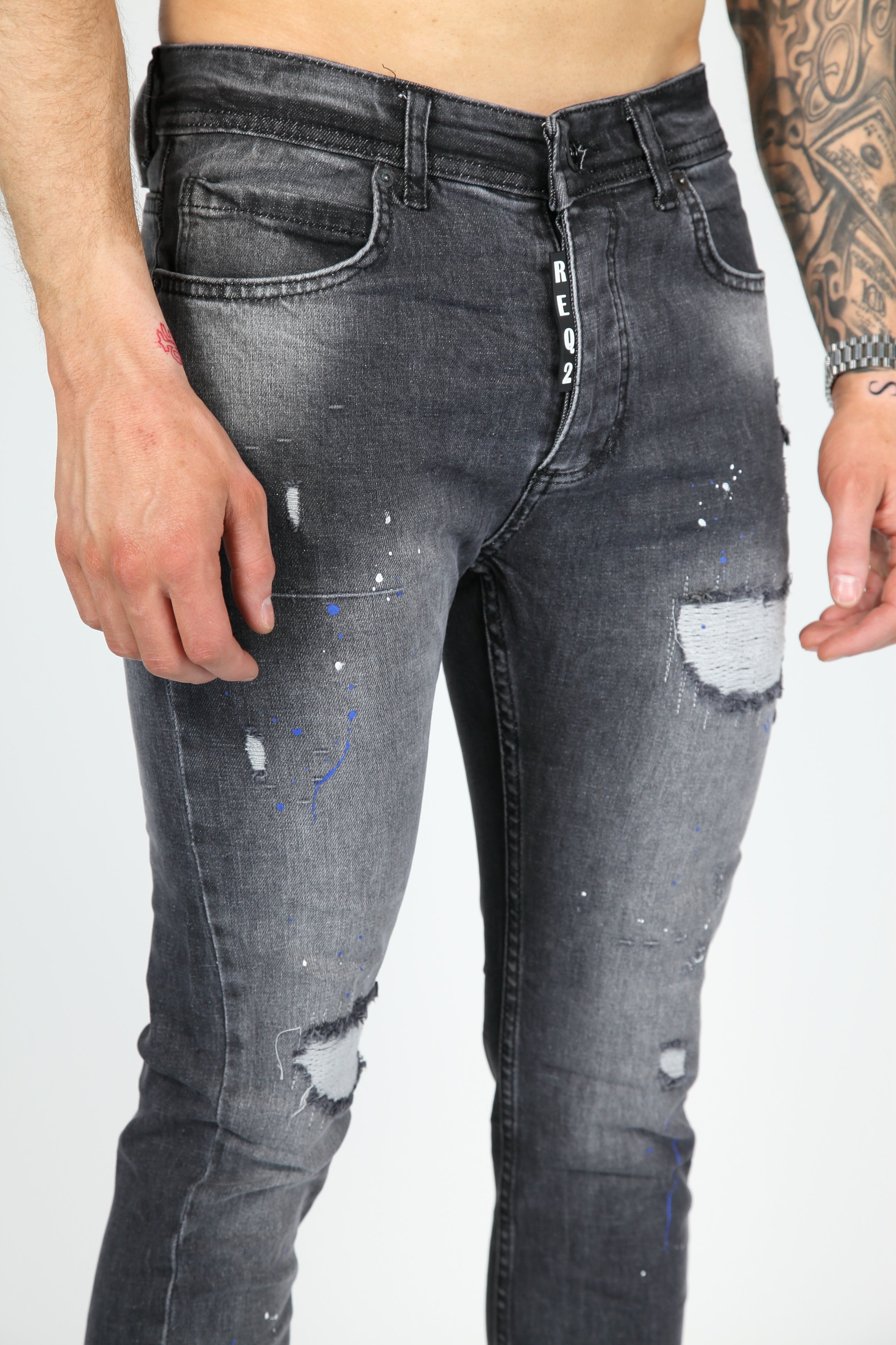 The Street Damage Skinny Jeans Anthracite