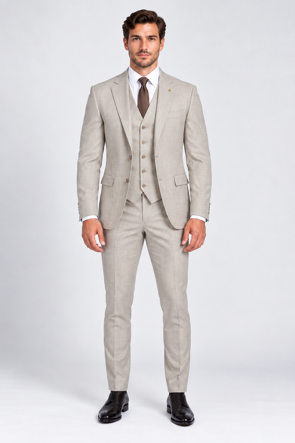 Monaco Driedelige Pak Beige