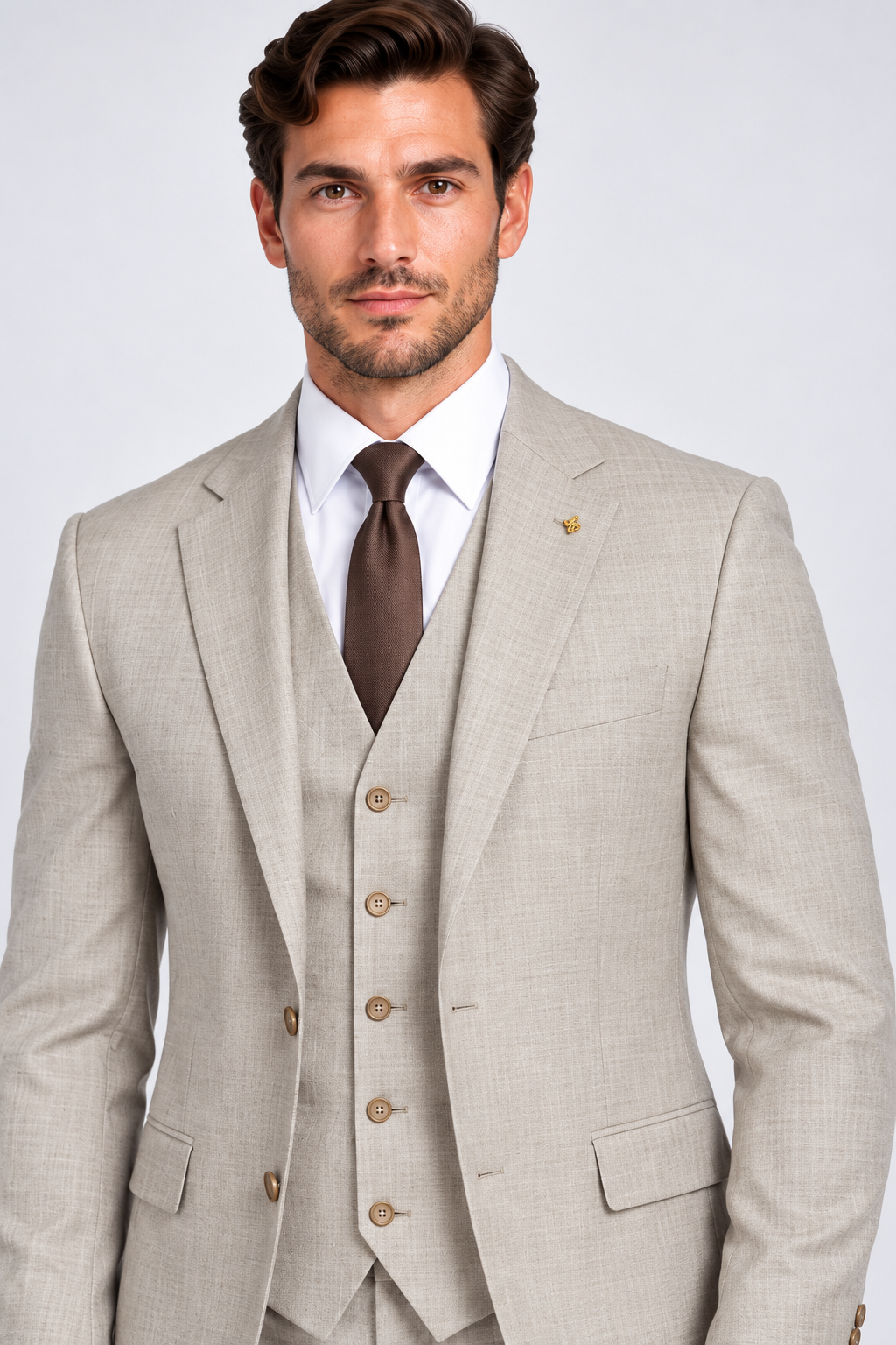 Monaco Three-piece Suit Beige