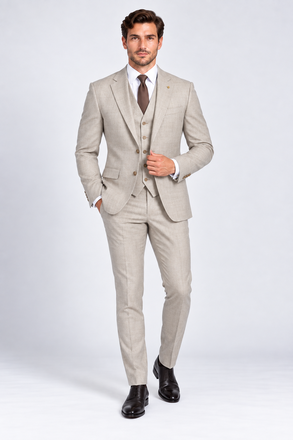 Monaco Three-piece Suit Beige