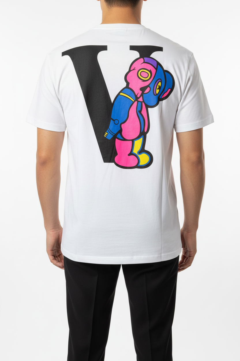 Camiseta V-Bear Gráfica Blanca