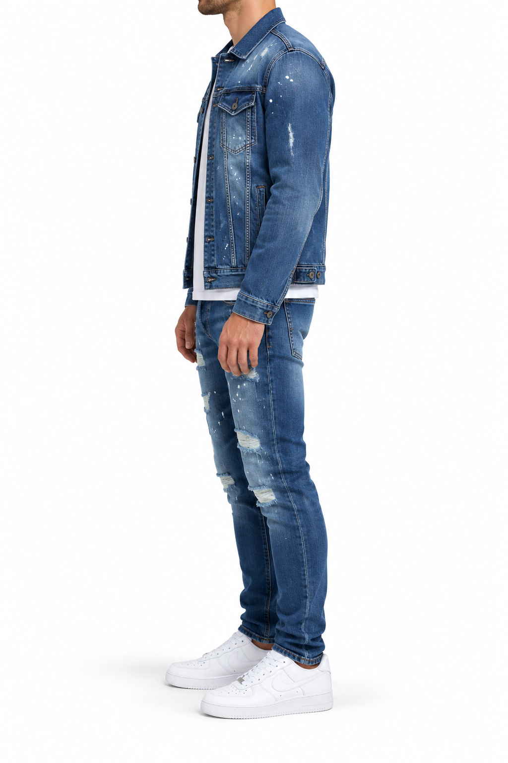 Denim Splashed Set Blauw