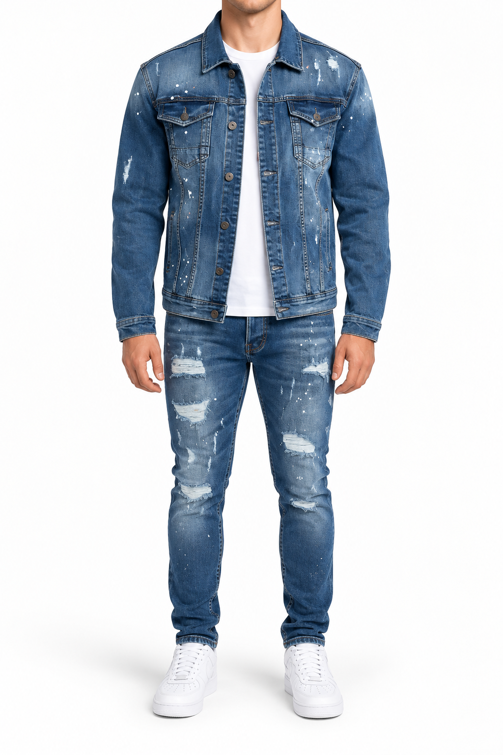 Denim Splashed Set Blauw