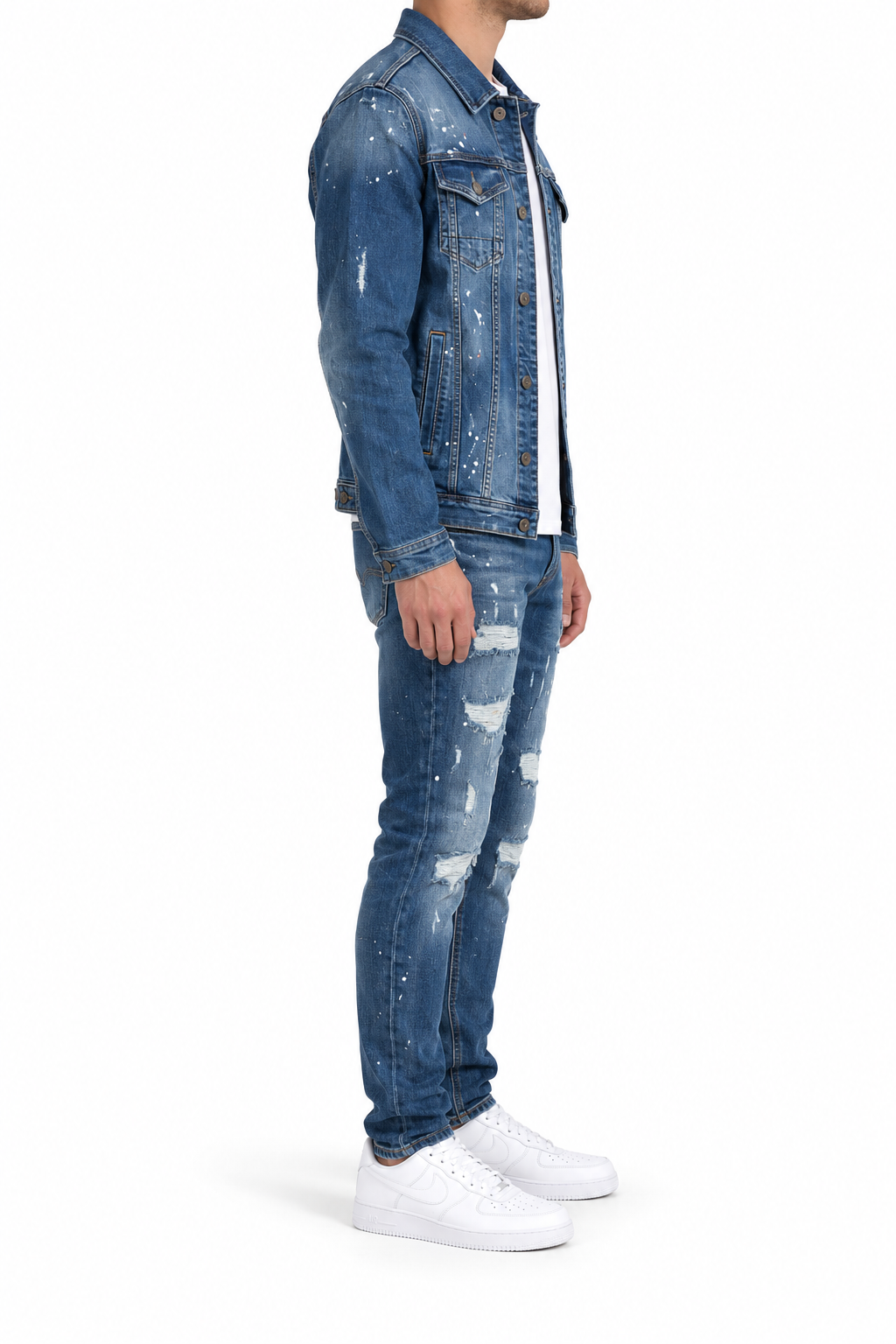 Denim Splashed Set Blauw