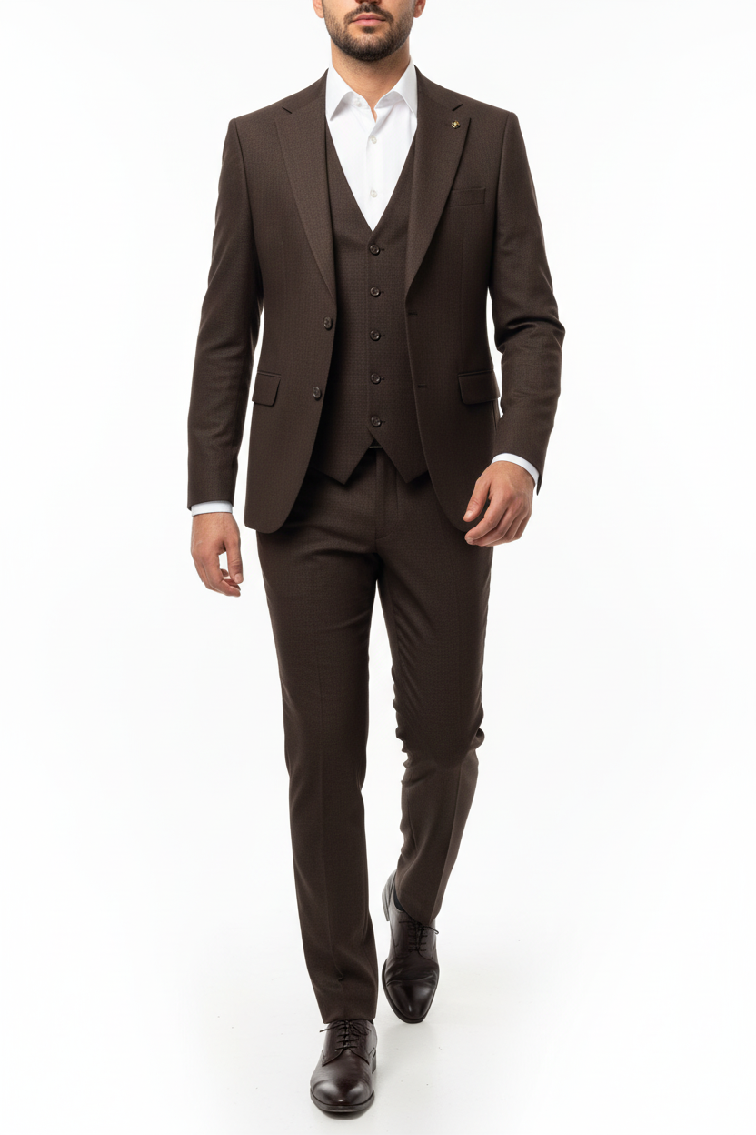 Alverino Driedelig Pak Bruin