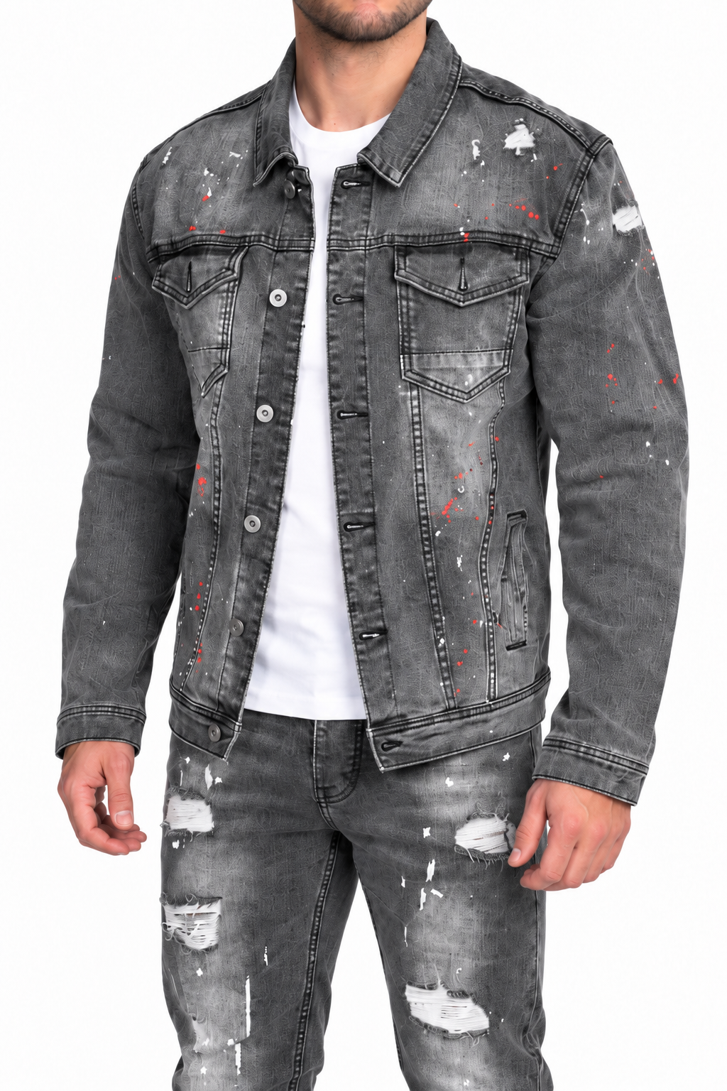 Denim Splashed Jacket Anthracite