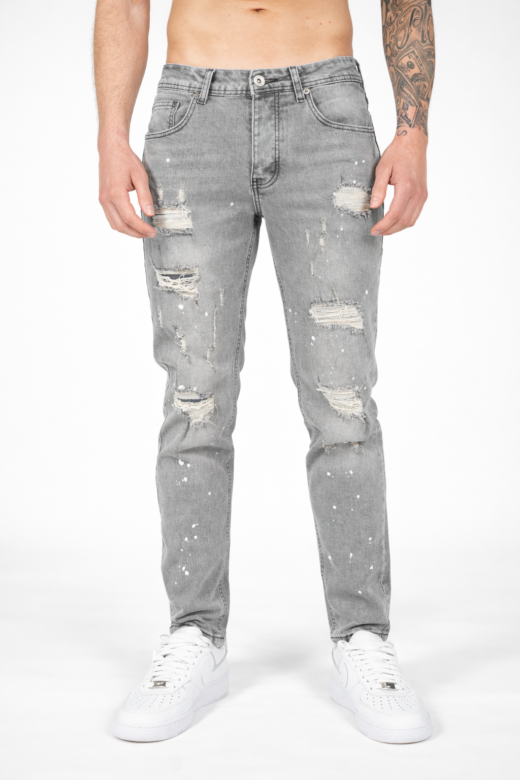 Denim Splashed Jeans Grijs