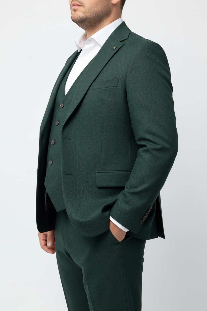 Traje de tres piezas verde oscuro Vittorio