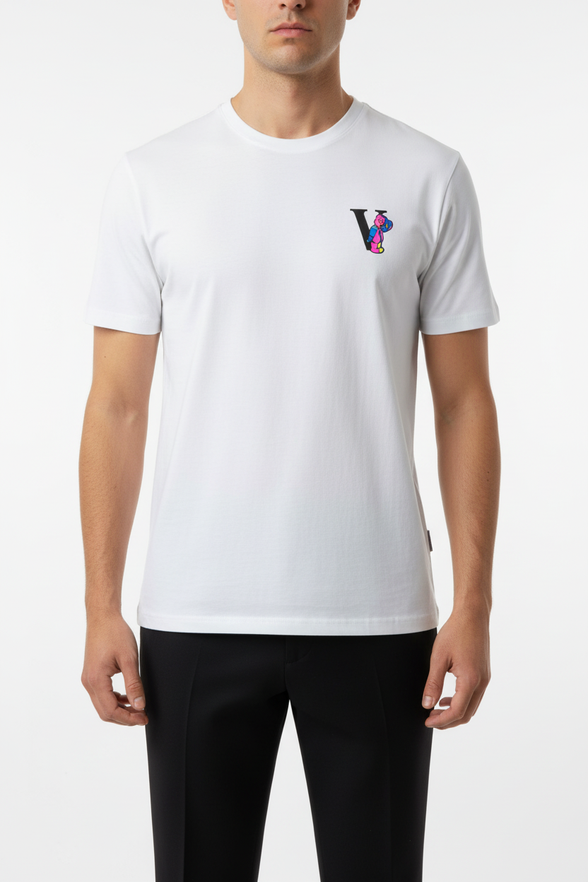 Camiseta V-Bear Gráfica Blanca
