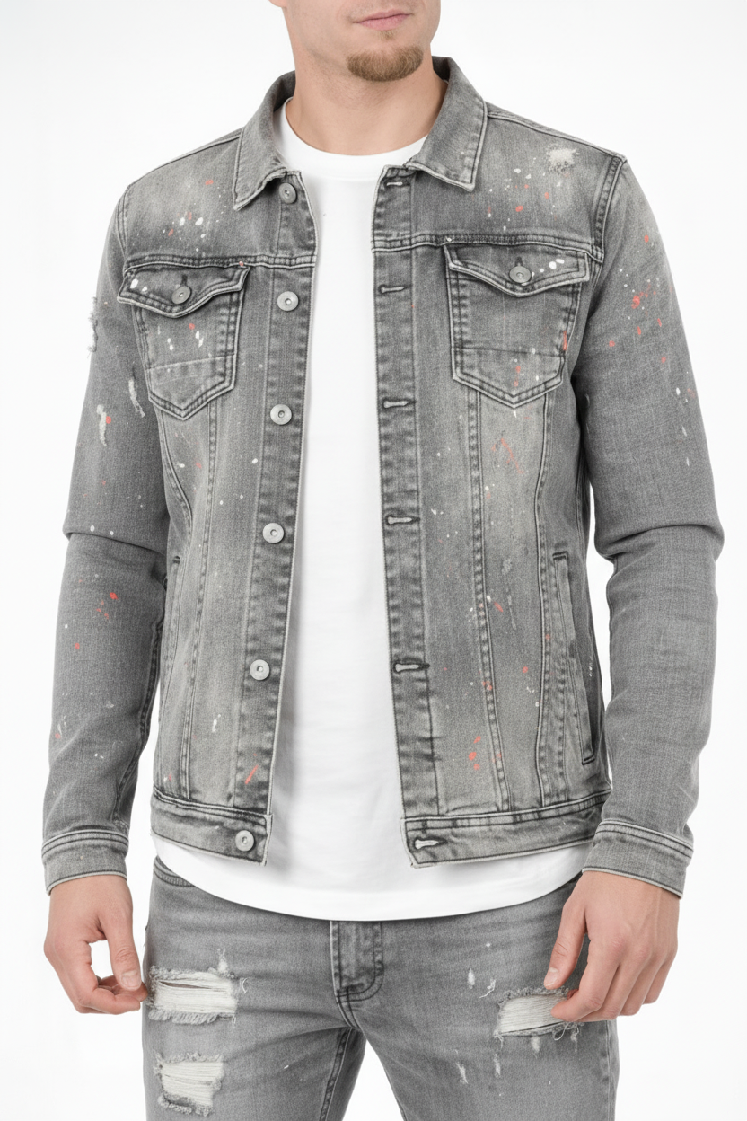 Denim-Spritzjacke in Grau