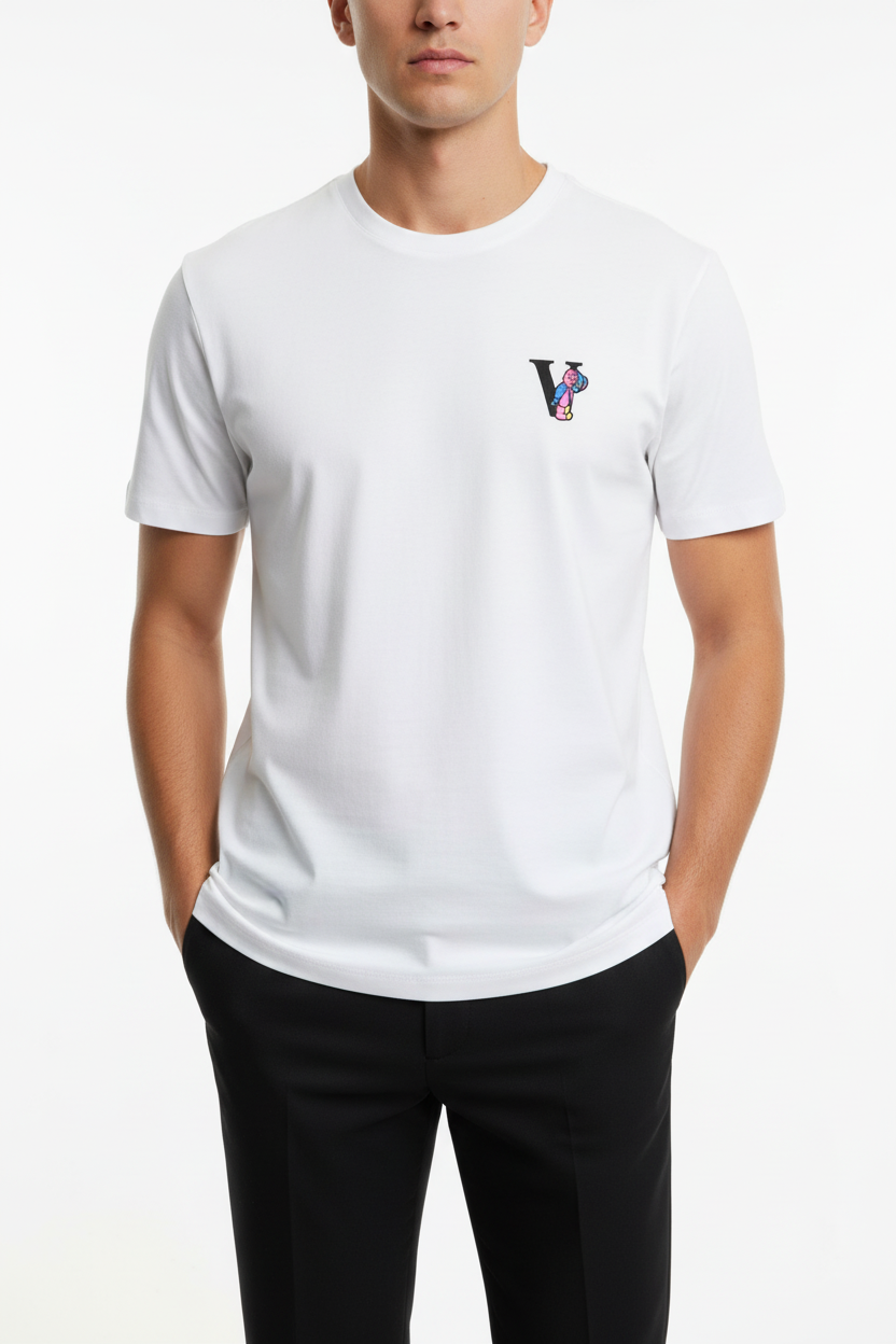 Camiseta V-Bear Gráfica Blanca