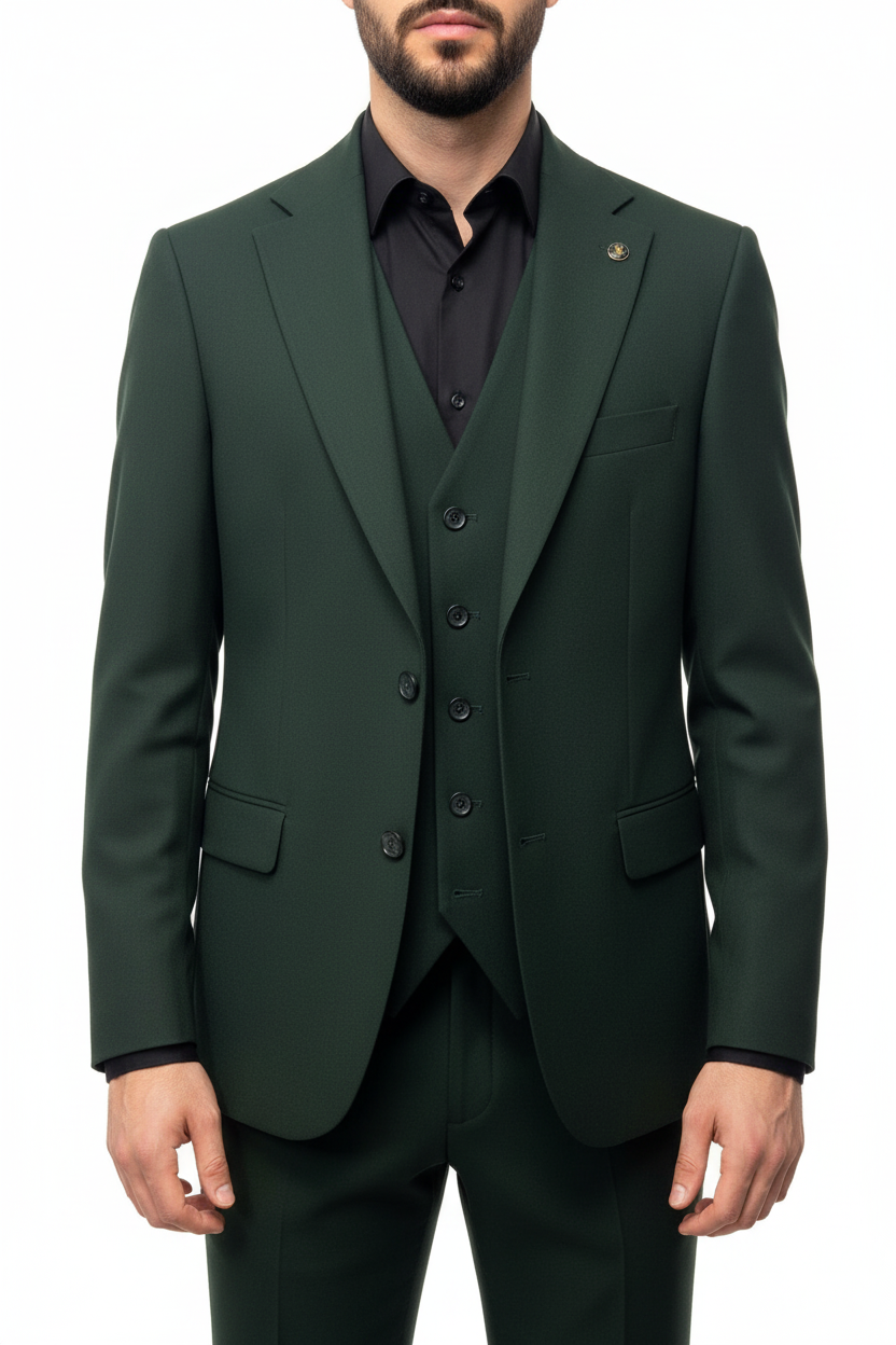 Morvelli Driedelig Pak Donkergroen