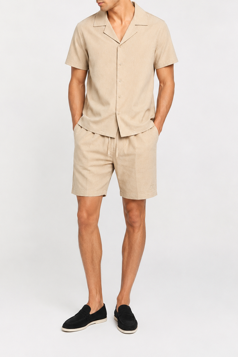 Valenci Linnen Set Short Beige