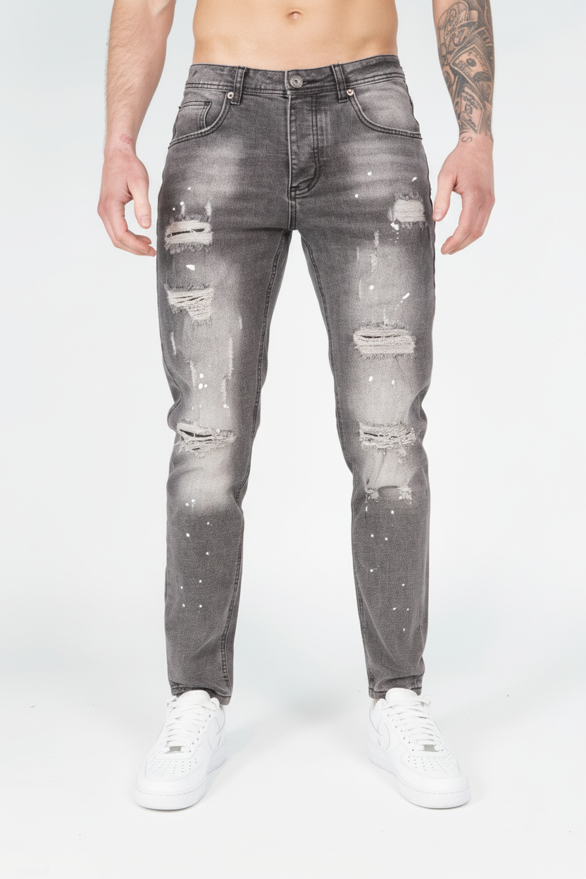 Denim Splashed Jeans Antraciet