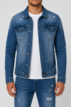 Denim Splashed Jacket Blauw