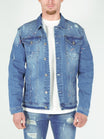 Denim Splashed Jacket Blauw