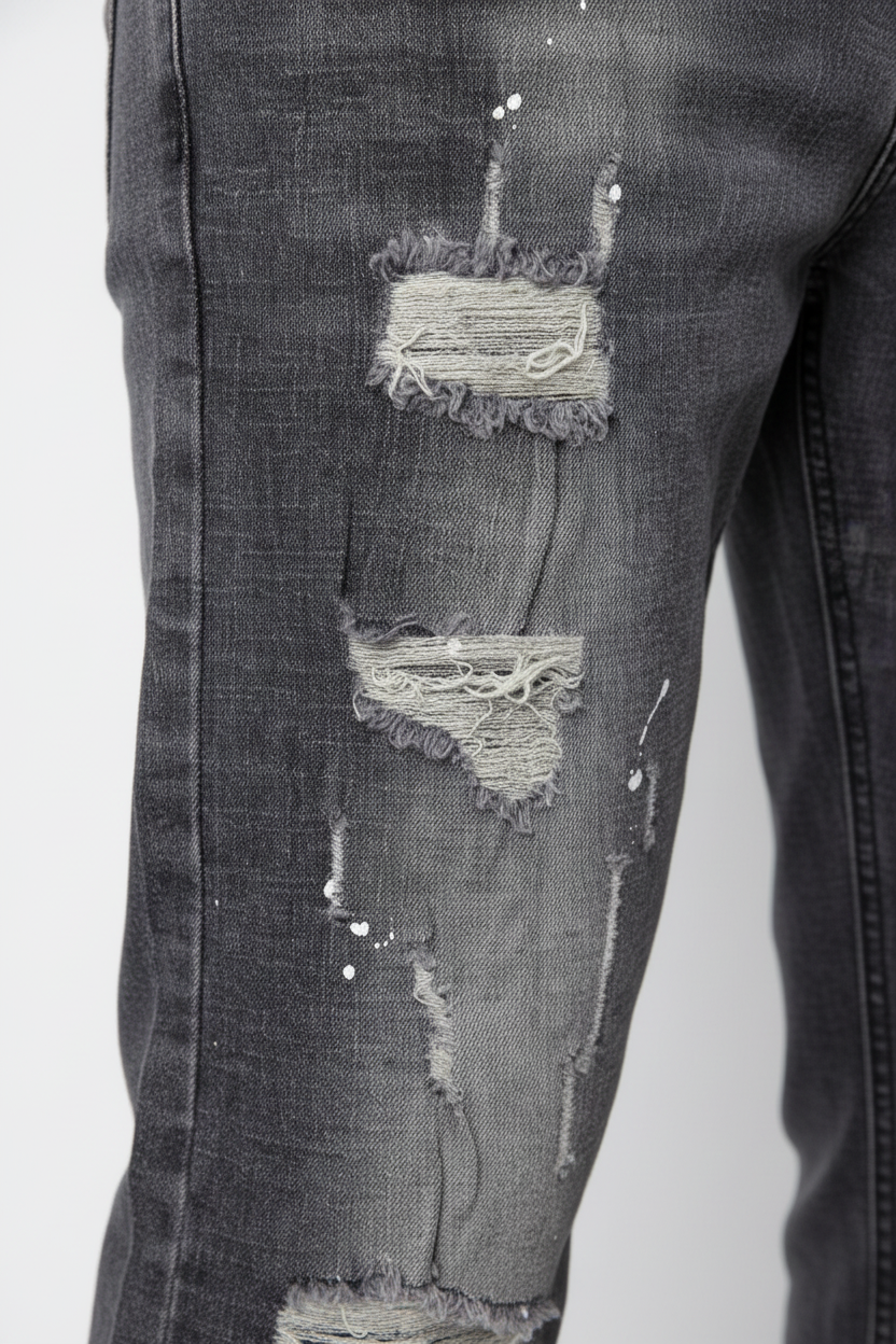 Jean éclaboussé en denim Anthracite