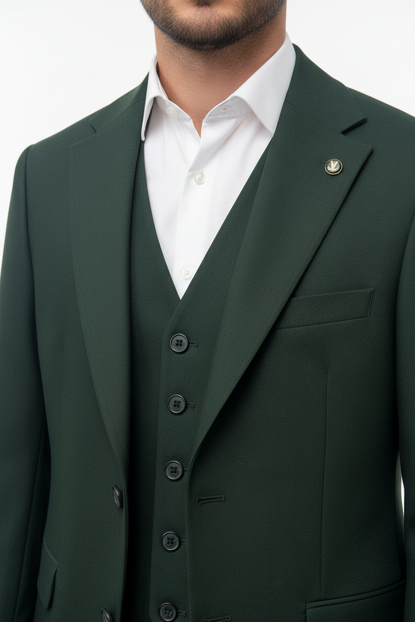 Morvelli Driedelig Pak Donkergroen