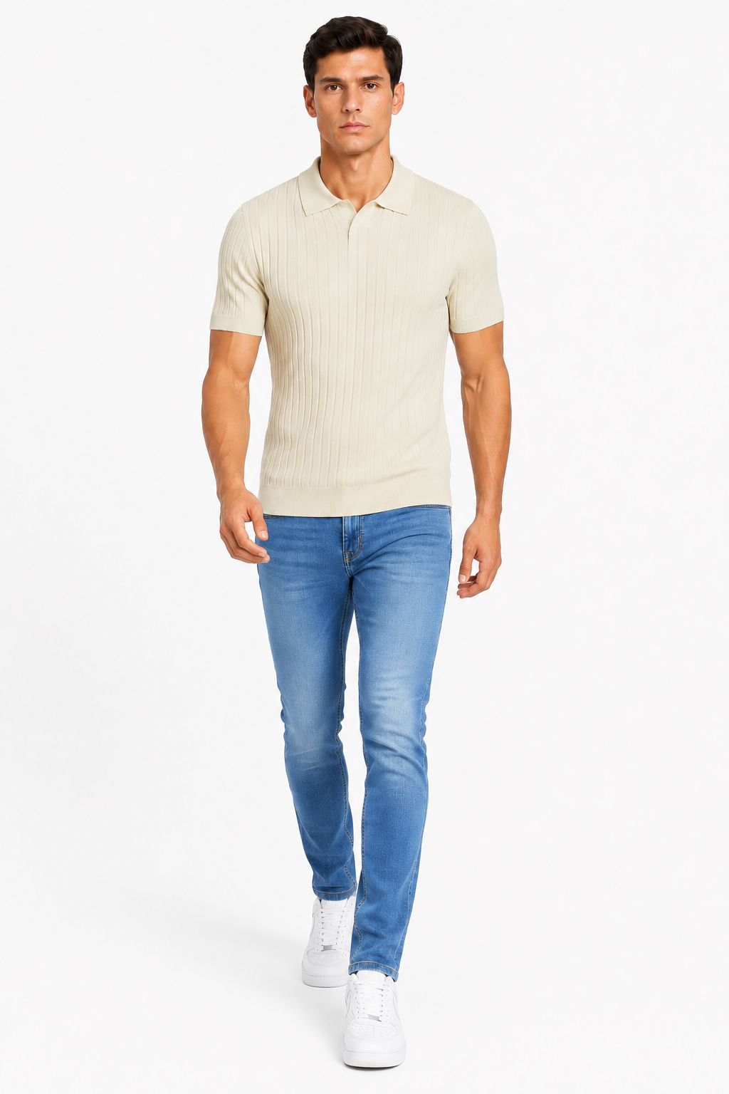 Lucca Jeans & Vero Polo Set - Front view walking