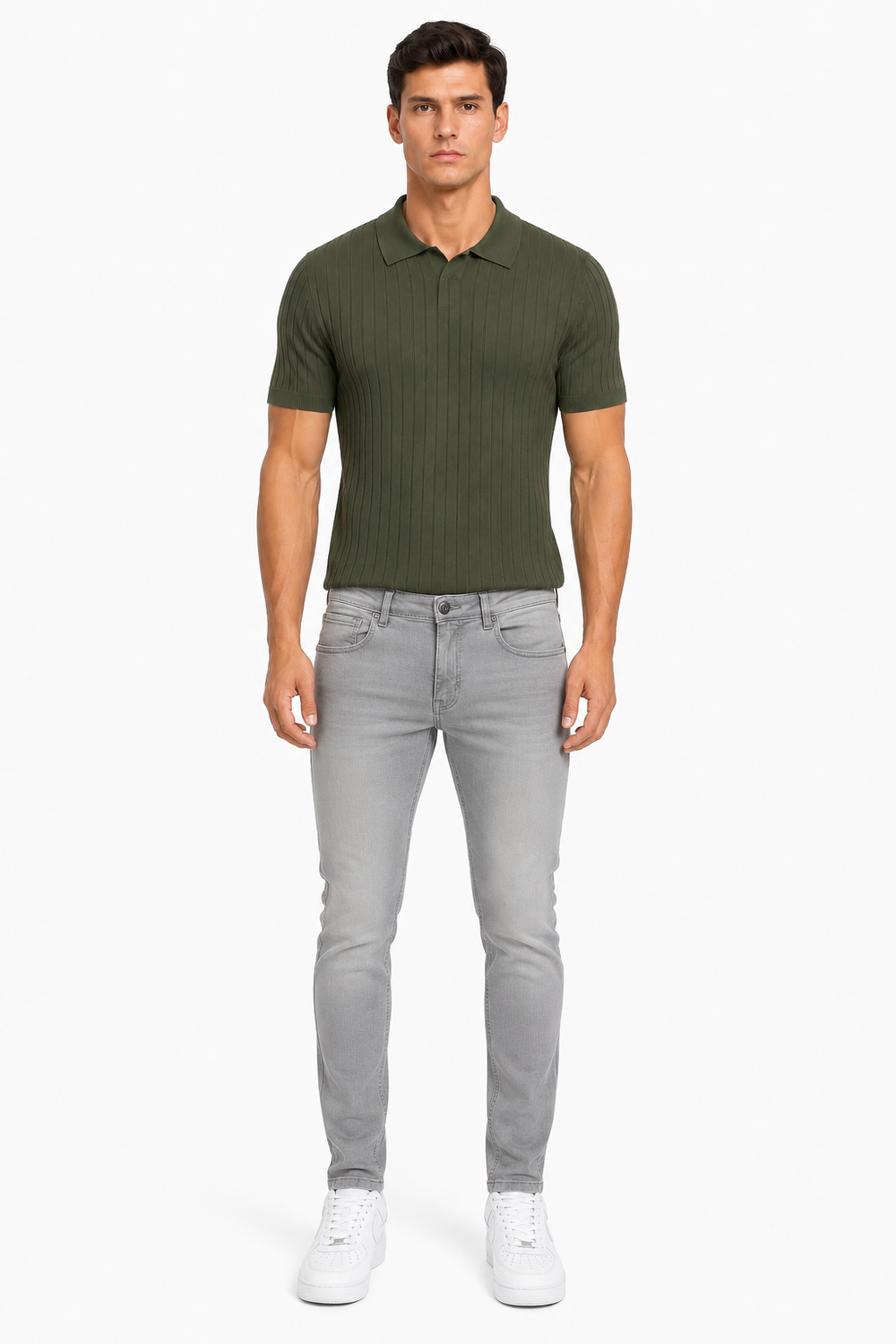 Monza set Jeans & Polo | Groen & Grijs