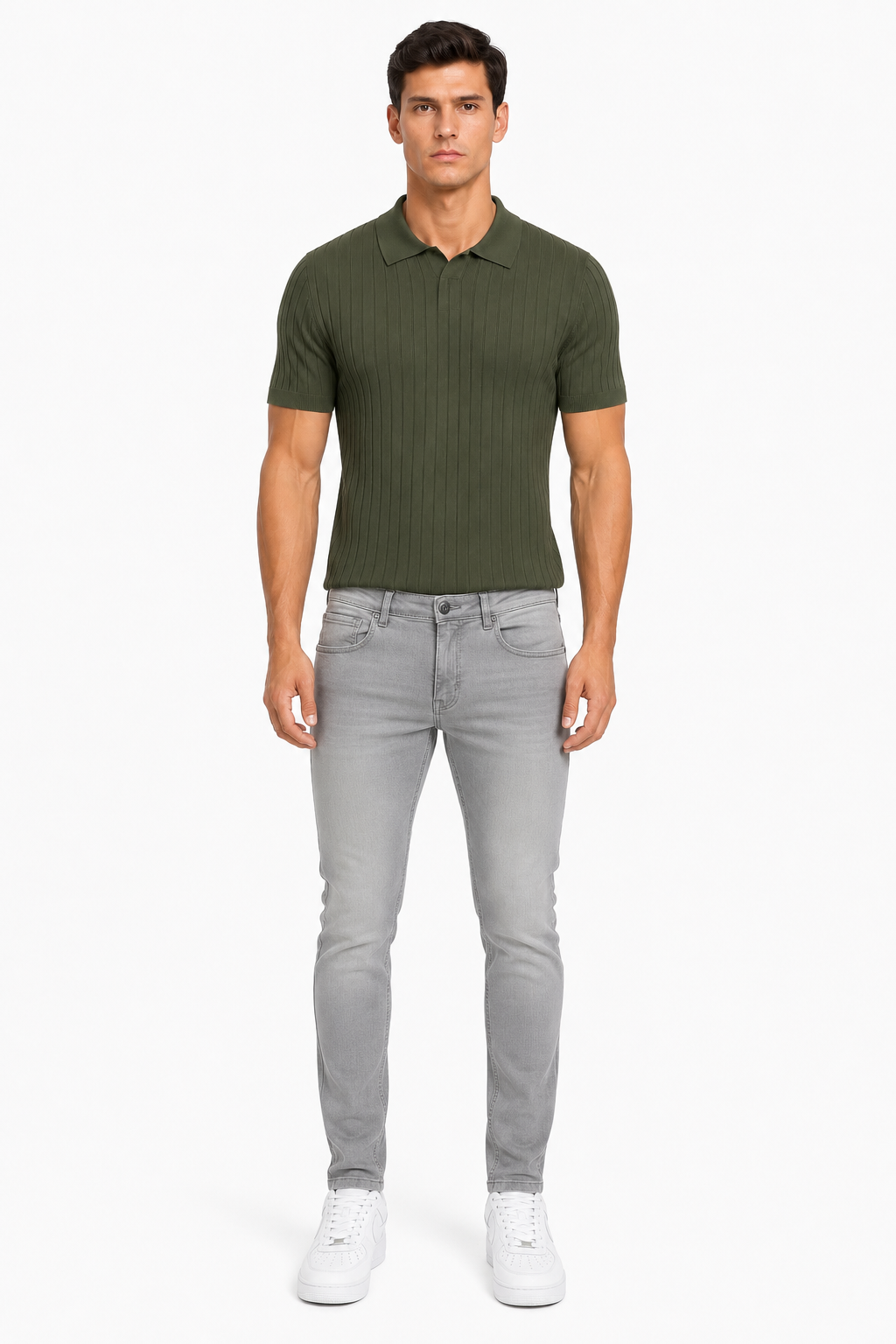Monza set Jeans & Polo | Groen & Grijs