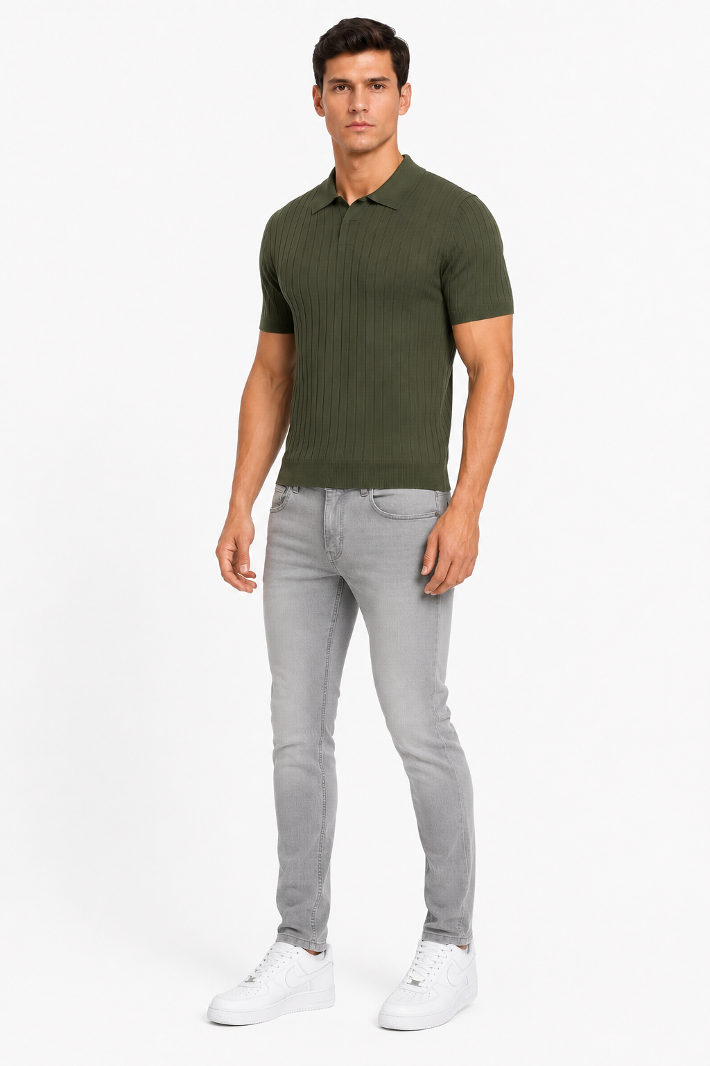 Monza set Jeans & Polo | Groen & Grijs