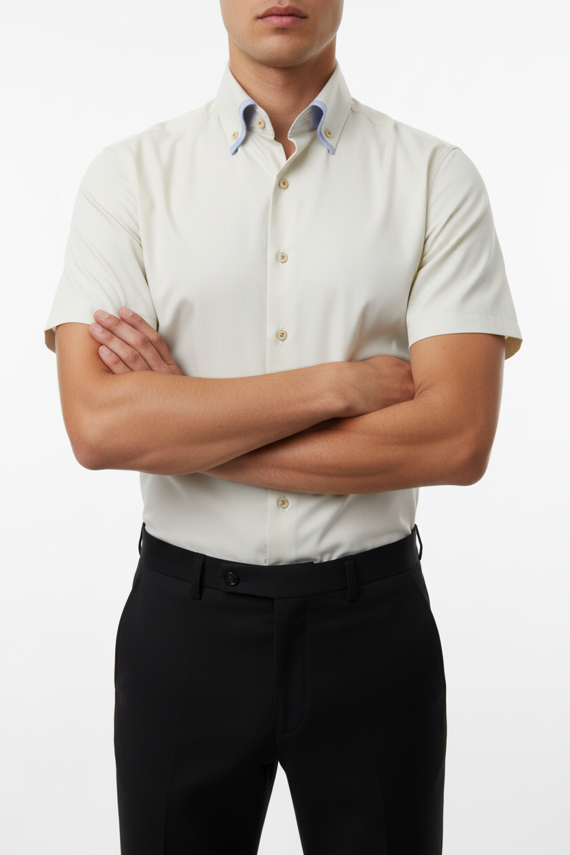 Kortmouw Overhemd Beige