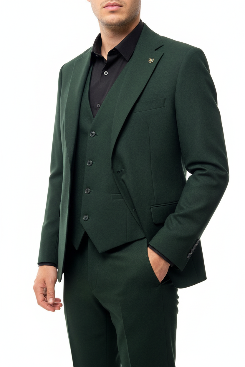 Morvelli Driedelig Pak Donkergroen