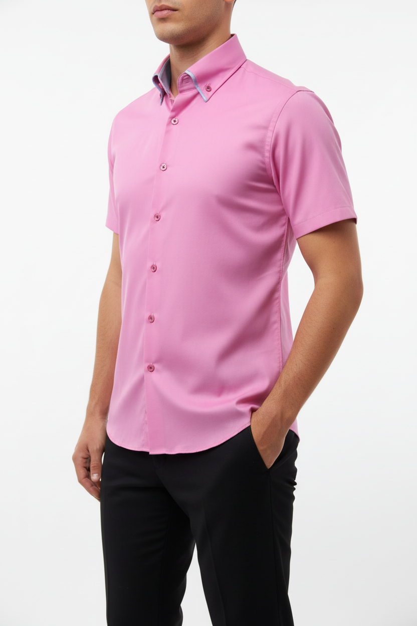 Kortmouw Overhemd Roze