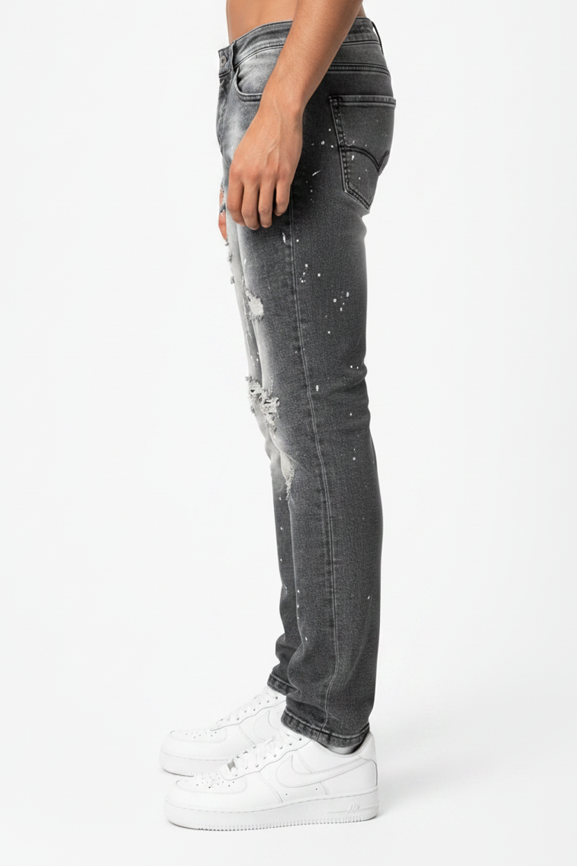Vaqueros Denim Salpicados Antracita
