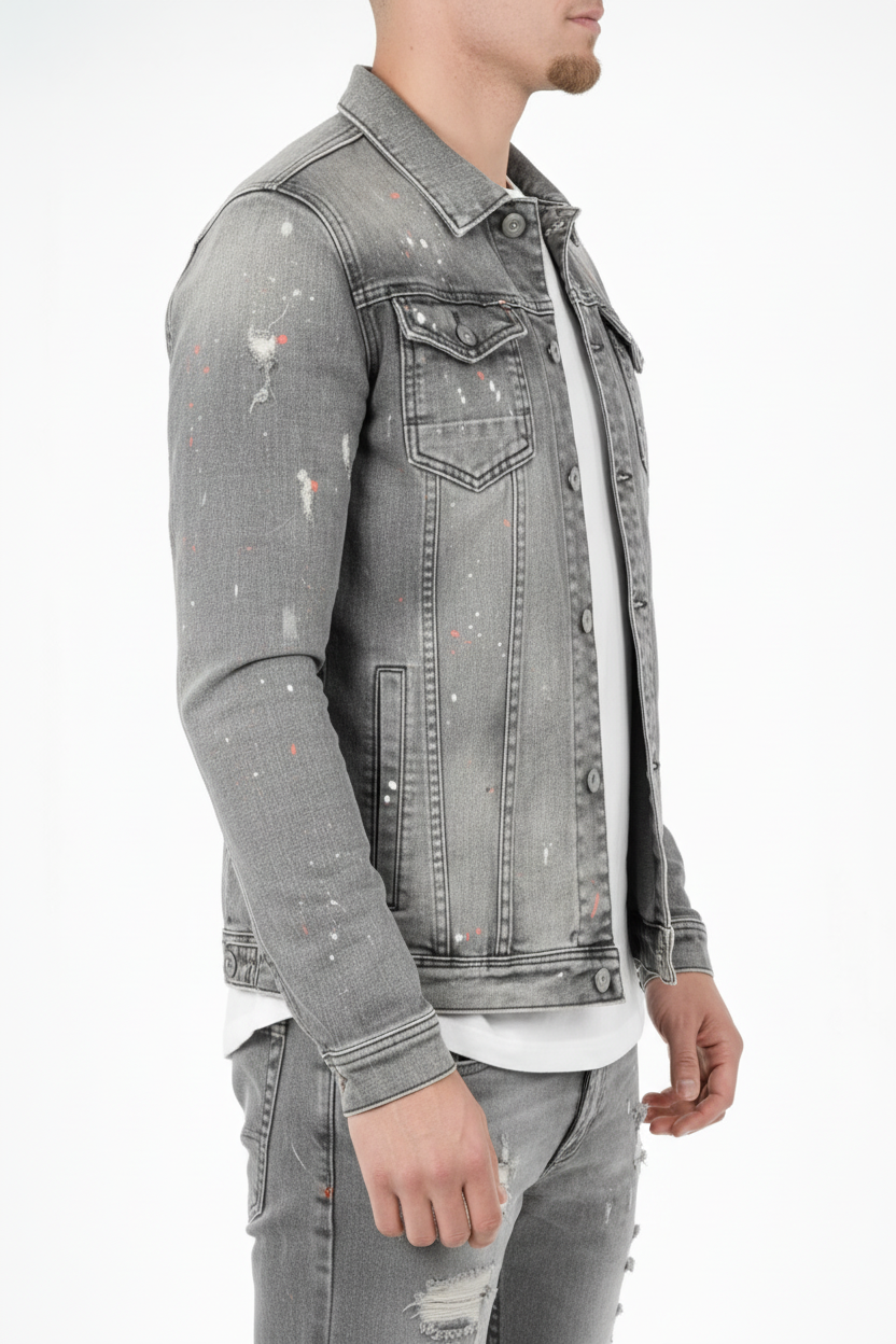 Denim-Spritzjacke in Grau