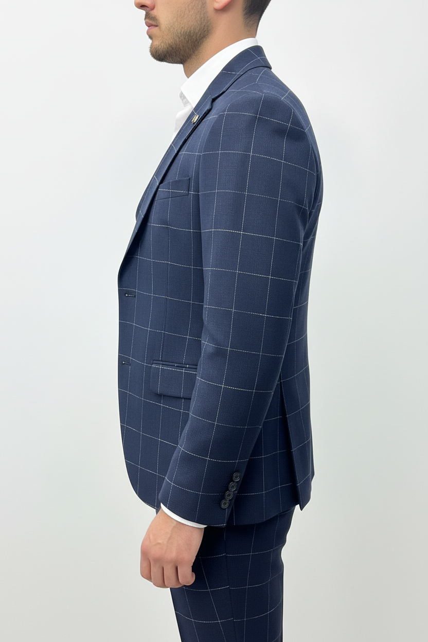 Architect Grid Suit - Navy