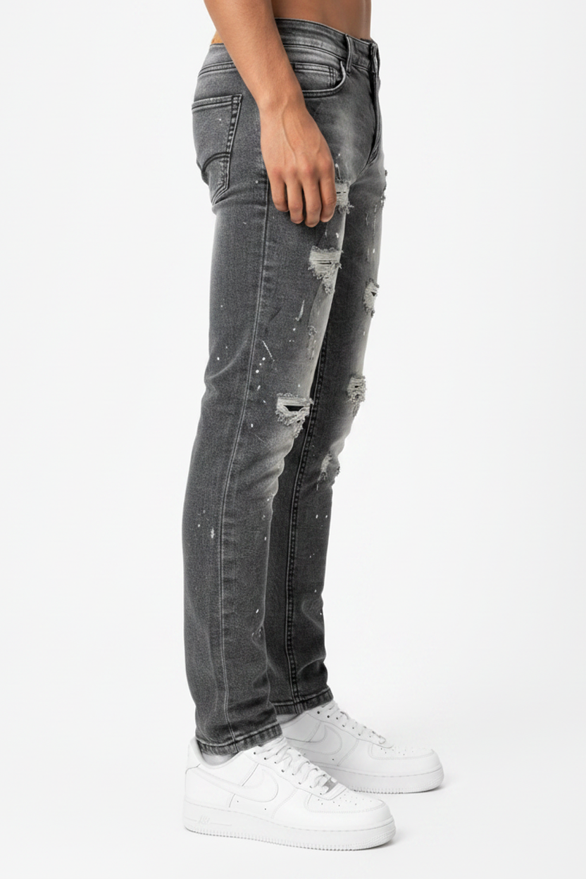 Vaqueros Denim Salpicados Antracita